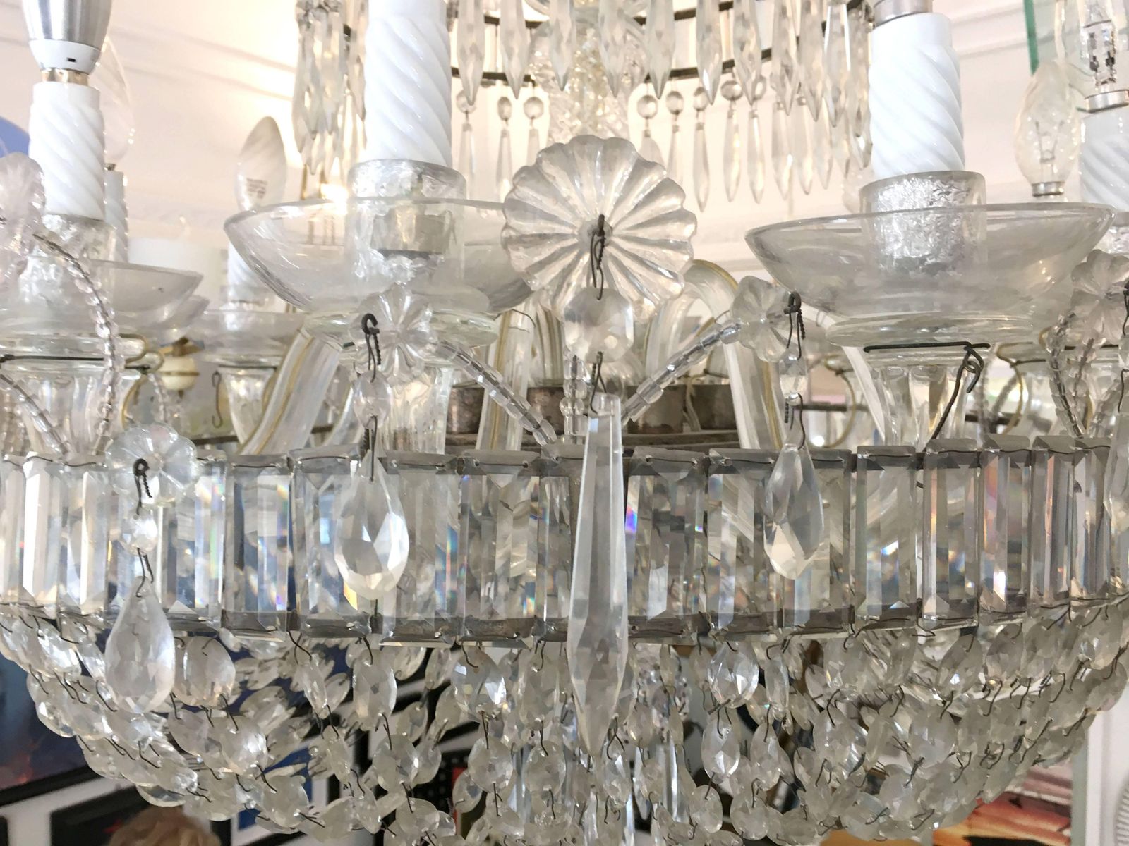 Antique Twelve Light Crystal Cristal Neapolitan Chandelier, 19th Century photo 6374.0