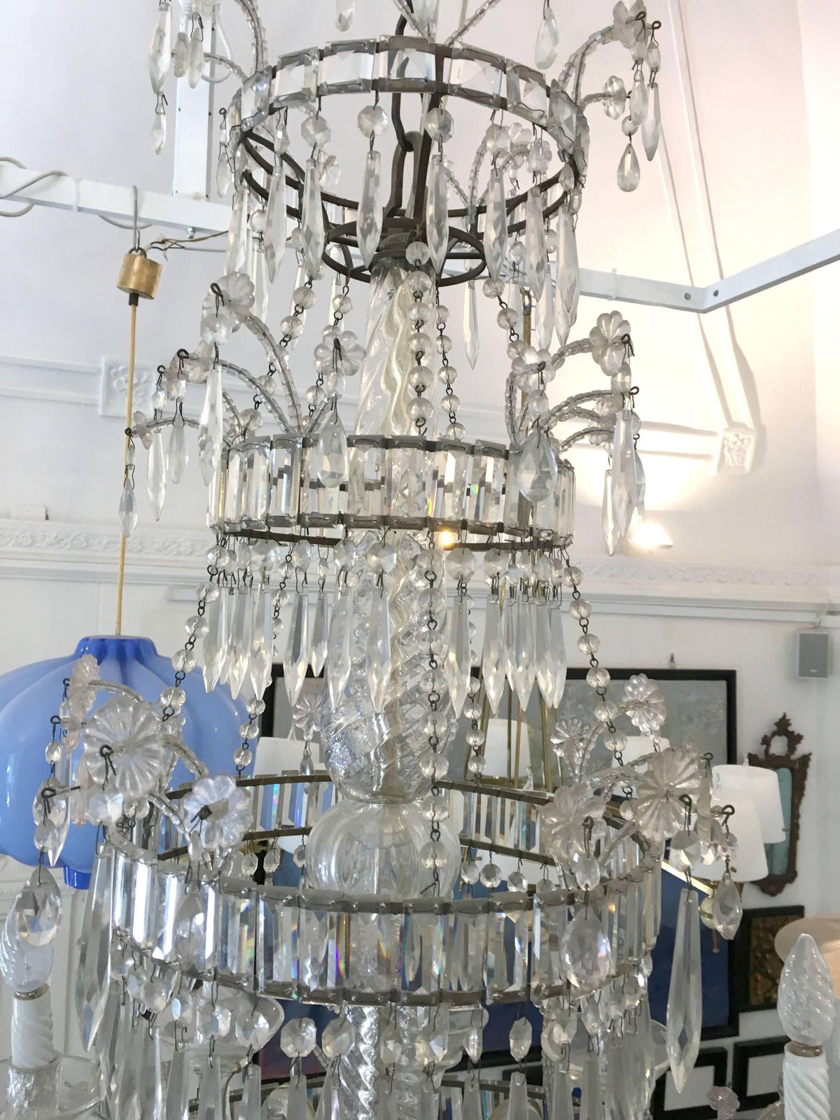 Antique Twelve Light Crystal Cristal Neapolitan Chandelier, 19th Century photo vinterior