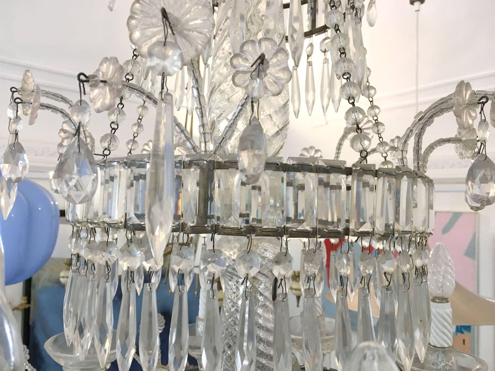 Antique Twelve Light Crystal Cristal Neapolitan Chandelier, 19th Century photo buy