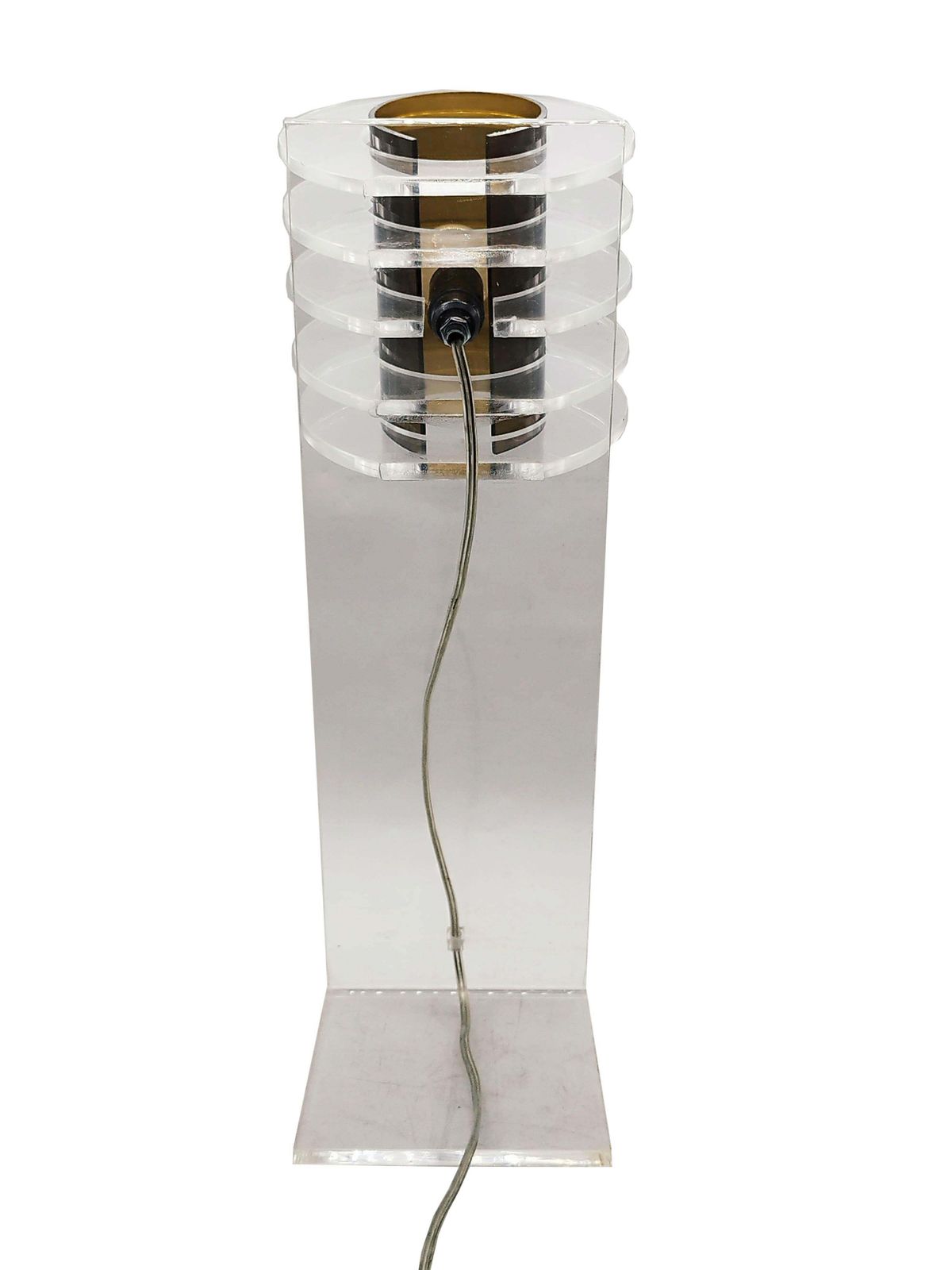 Sculptural Space Age  Clear And Smoke Lucite Table Lamp, Italy 1970s photo vinterior