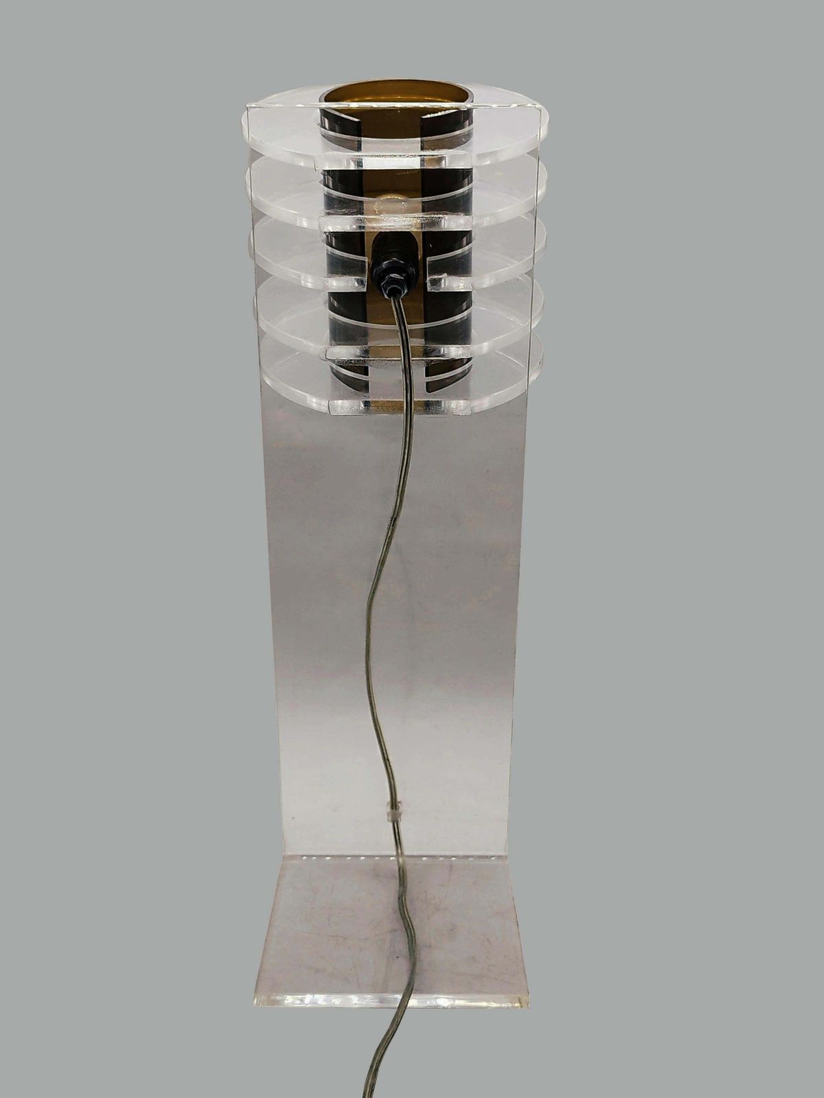 Sculptural Space Age  Clear And Smoke Lucite Table Lamp, Italy 1970s photo buy