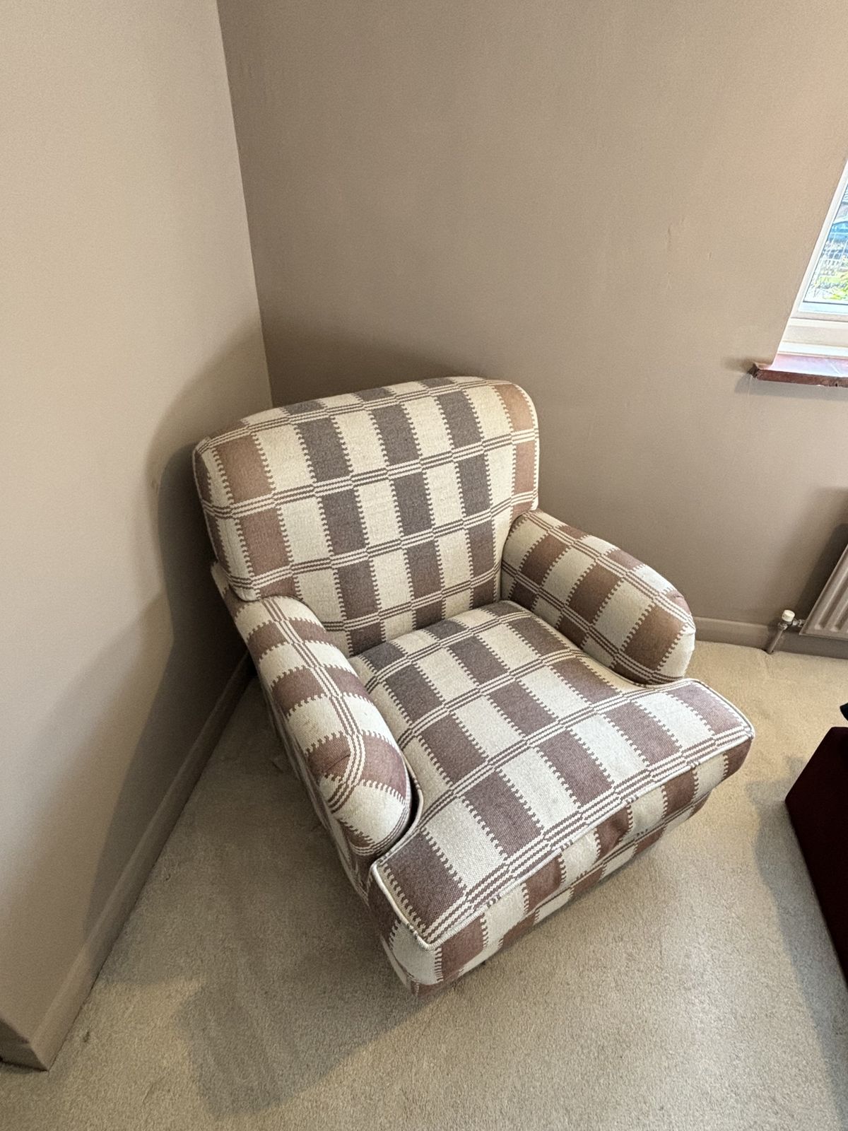 Beautiful Howard Style Chair In William Yeoward Basket Weave Fabric   Fixed Back photo vinterior