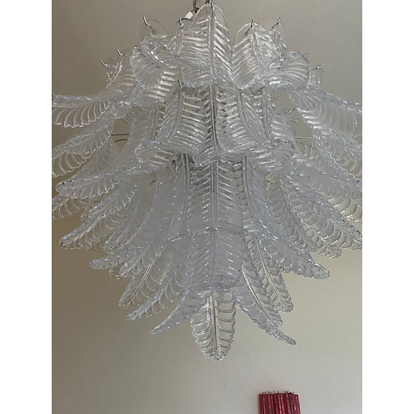 Murano Style Glass Chandelier "Felce" In Clear Color Italian photo 11500.0