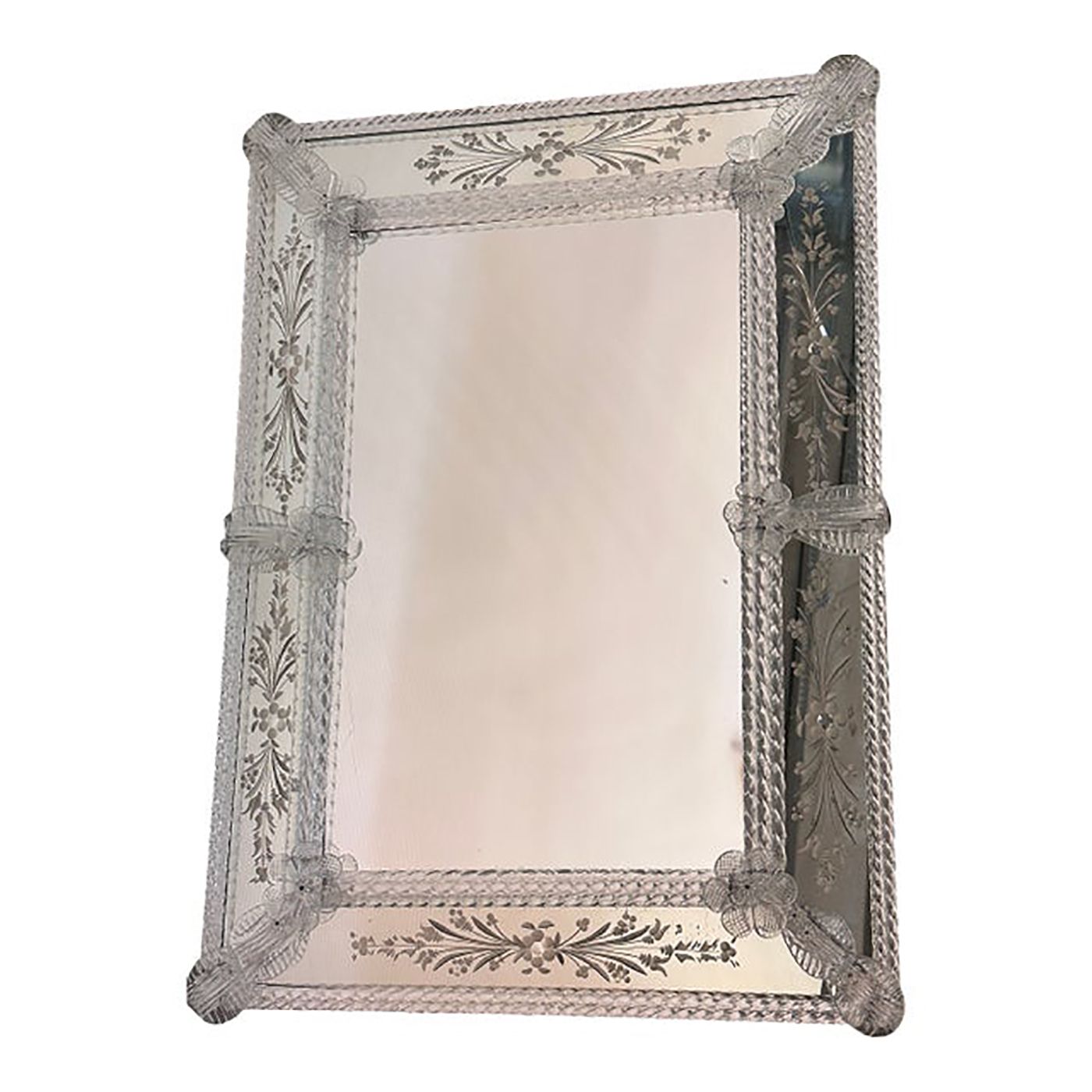 Venetian Transparent Hand Carved Murano Glass Style Wall Mirror
