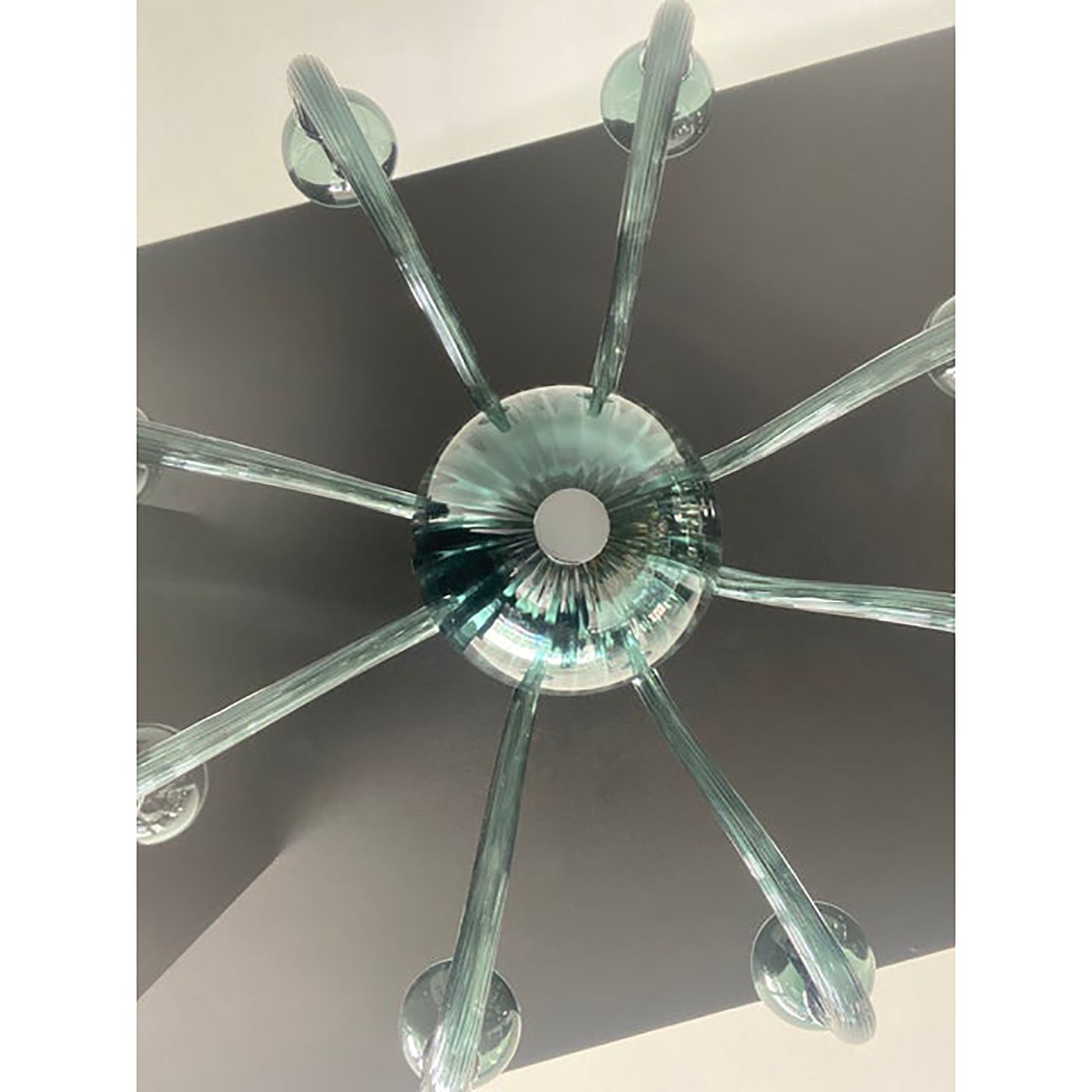 Murano Style Glass Chandelier In Light Green Italian Art Glass photo for sale