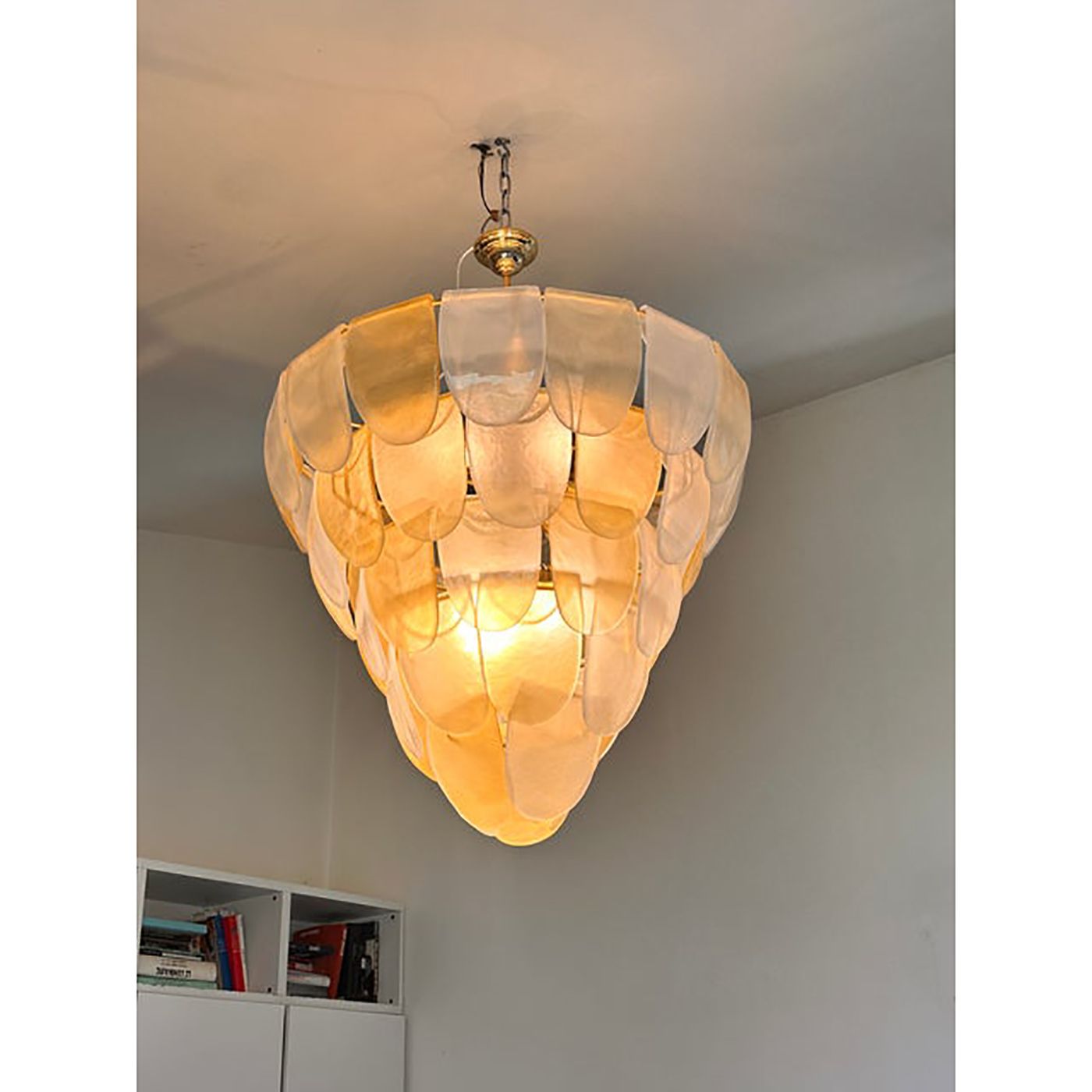Contemporary Modern Sanded Amber "Petals" Murano Style Glass Chandelier photo furniture