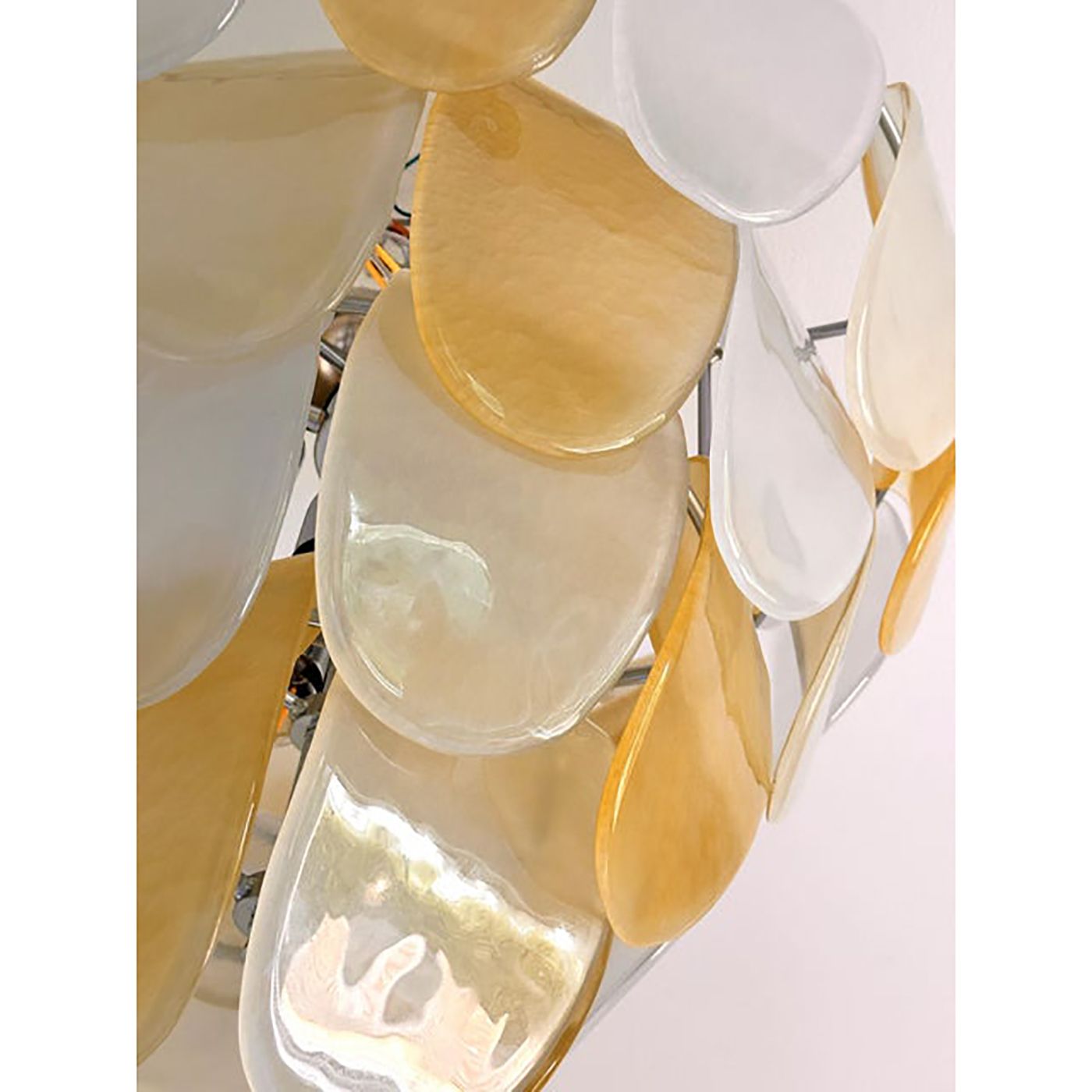 Contemporary Modern Sanded Amber "Petals" Murano Style Glass Chandelier photo 14800.0
