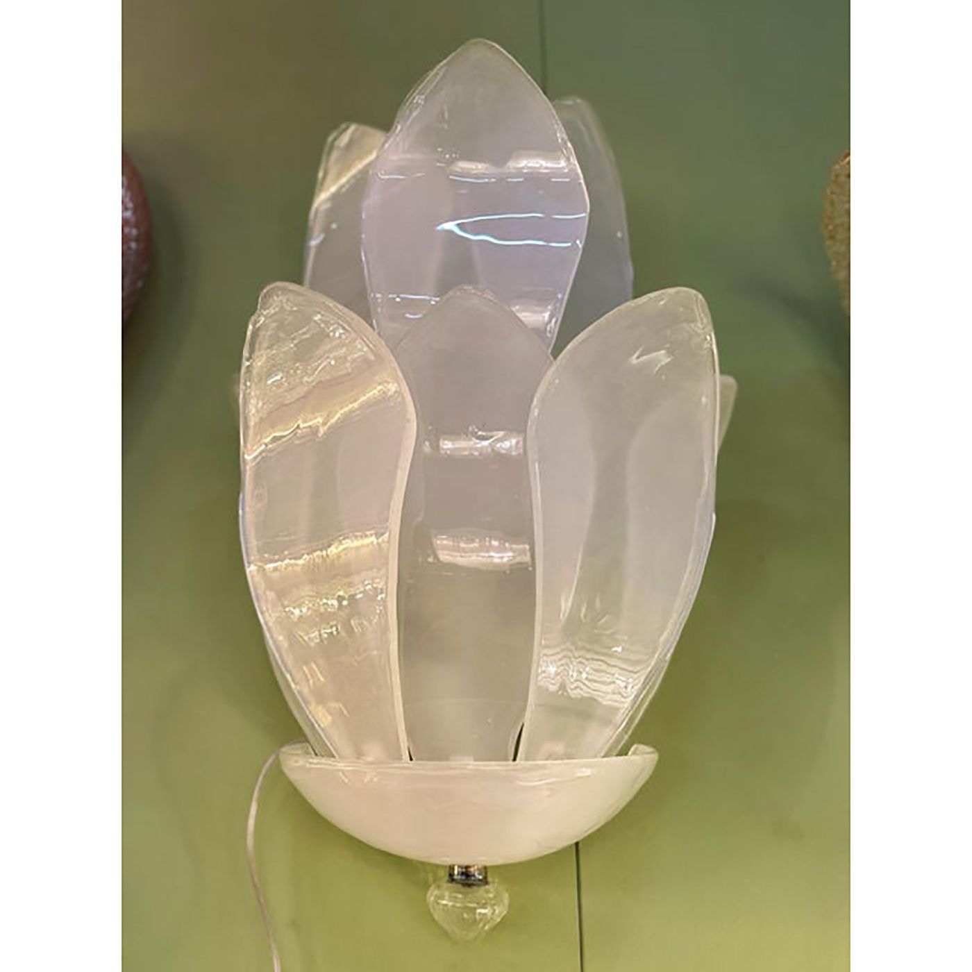 Set Of Two Contemporary Venetian Sanded Murano Style Glass Floreal Wall Sconces By Simoeng photo furniture