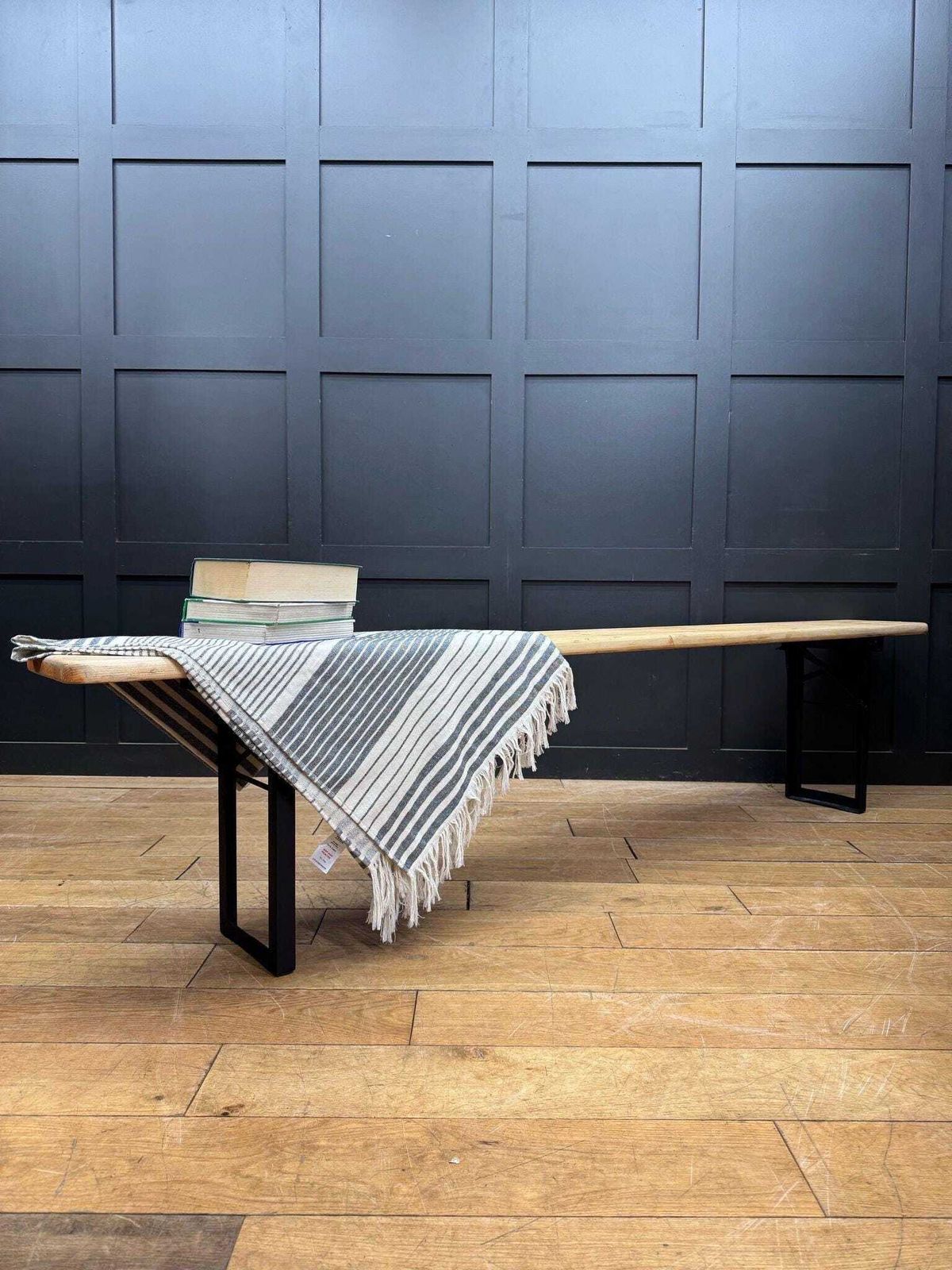 Vintage Fold Up Stripped Pine Bench / Picnic Hallway Seating Garden Furniture/Kitchen Seating/Kitchen Bench photo furniture