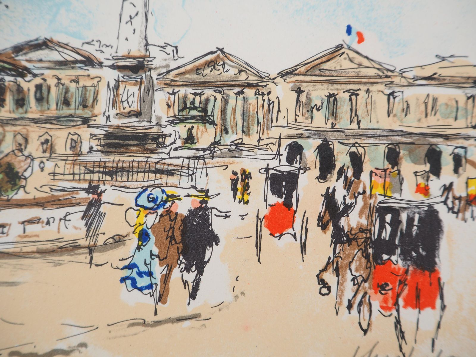Urbain Huchetparis : Obelisk At Champs Elysees   Original Lithograph Handsigned And Numbered1980 photo Art