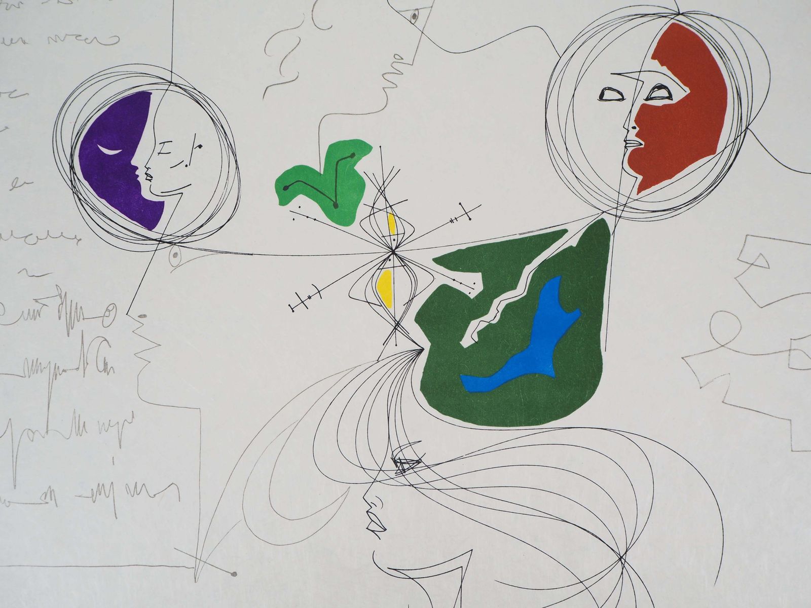 Jean Cocteaujean Cocteau And Raymond Moretti : The Spirits   Original Hansigned Lithograph1973 photo furniture