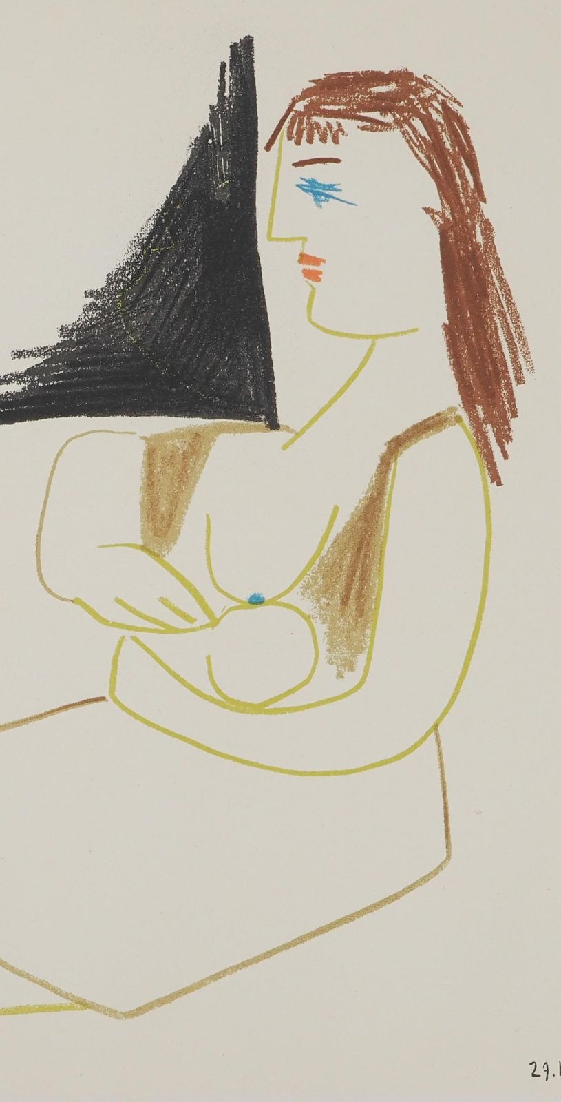 Pablo Picassoclown With Mirror And Young Mother   Original Lithograph (Mourlot)1954 photo Art