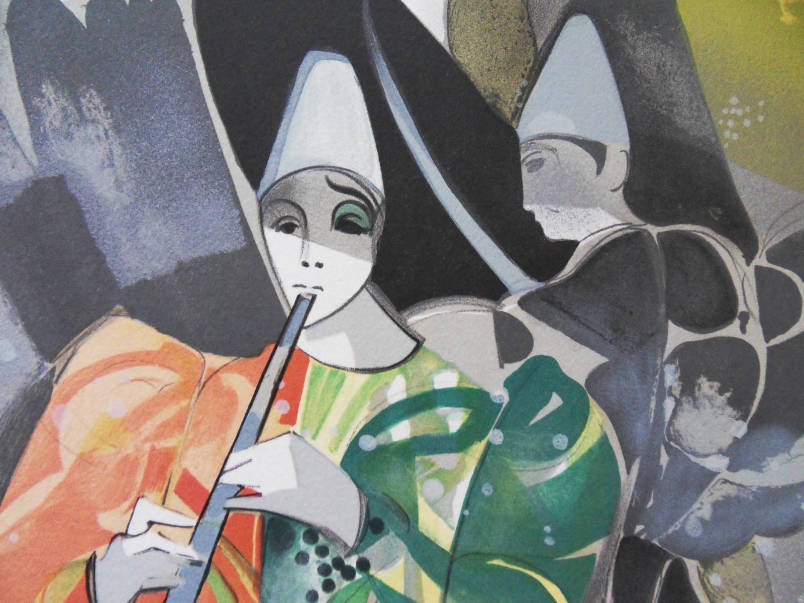Camille Hilairecircus : The Musician Clown   Original Handsigned Lithograph1974 photo for sale