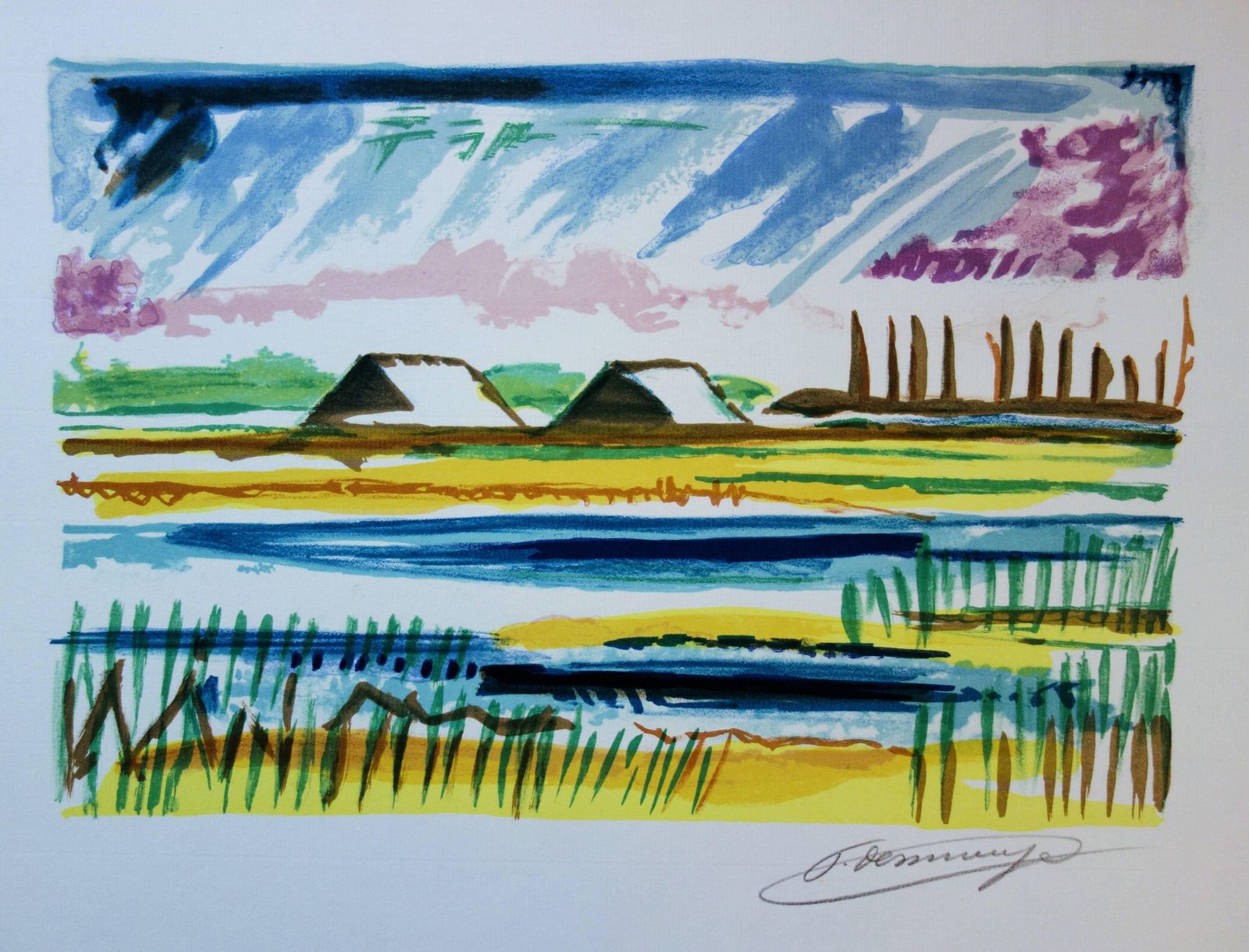 François Desnoyersalt Marshes   Original Handsigned Lithograph1965