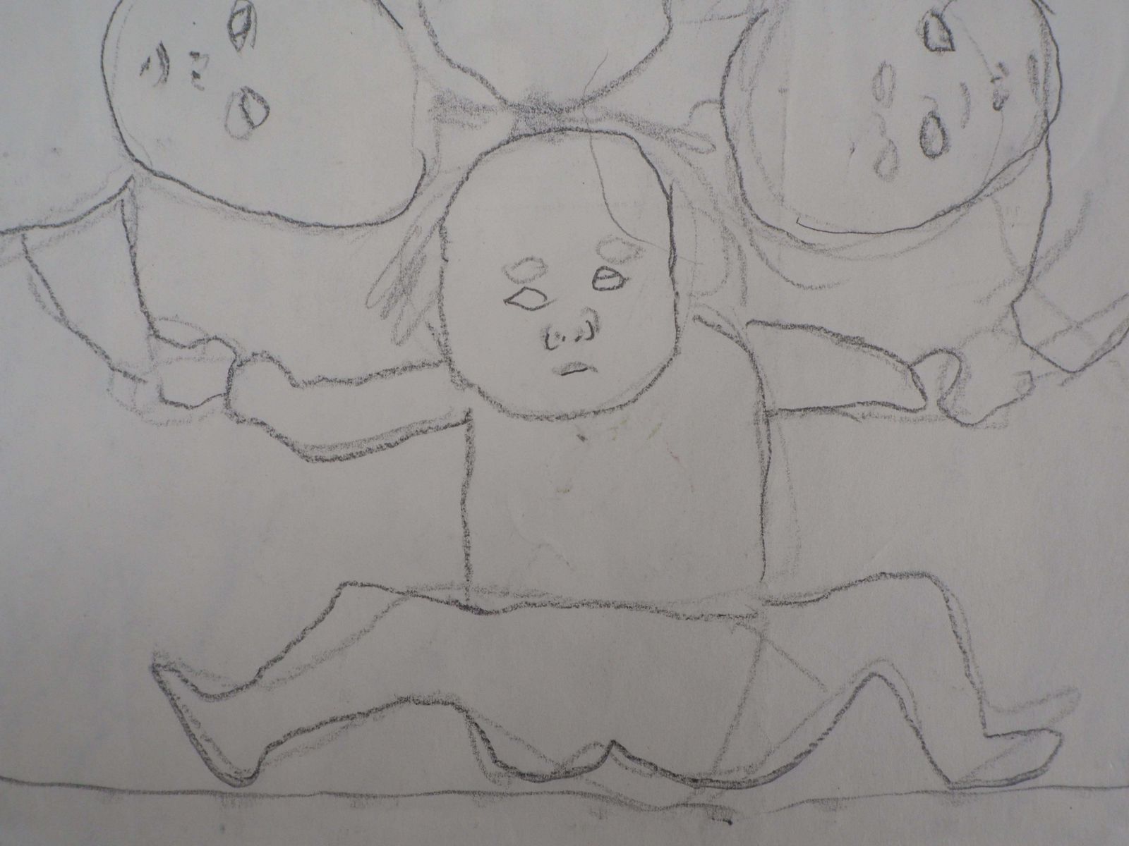 Leonard Tsuguharu Foujitaplaying Kids   Original Pencil Drawing, Handsignedc. 1950 photo buy