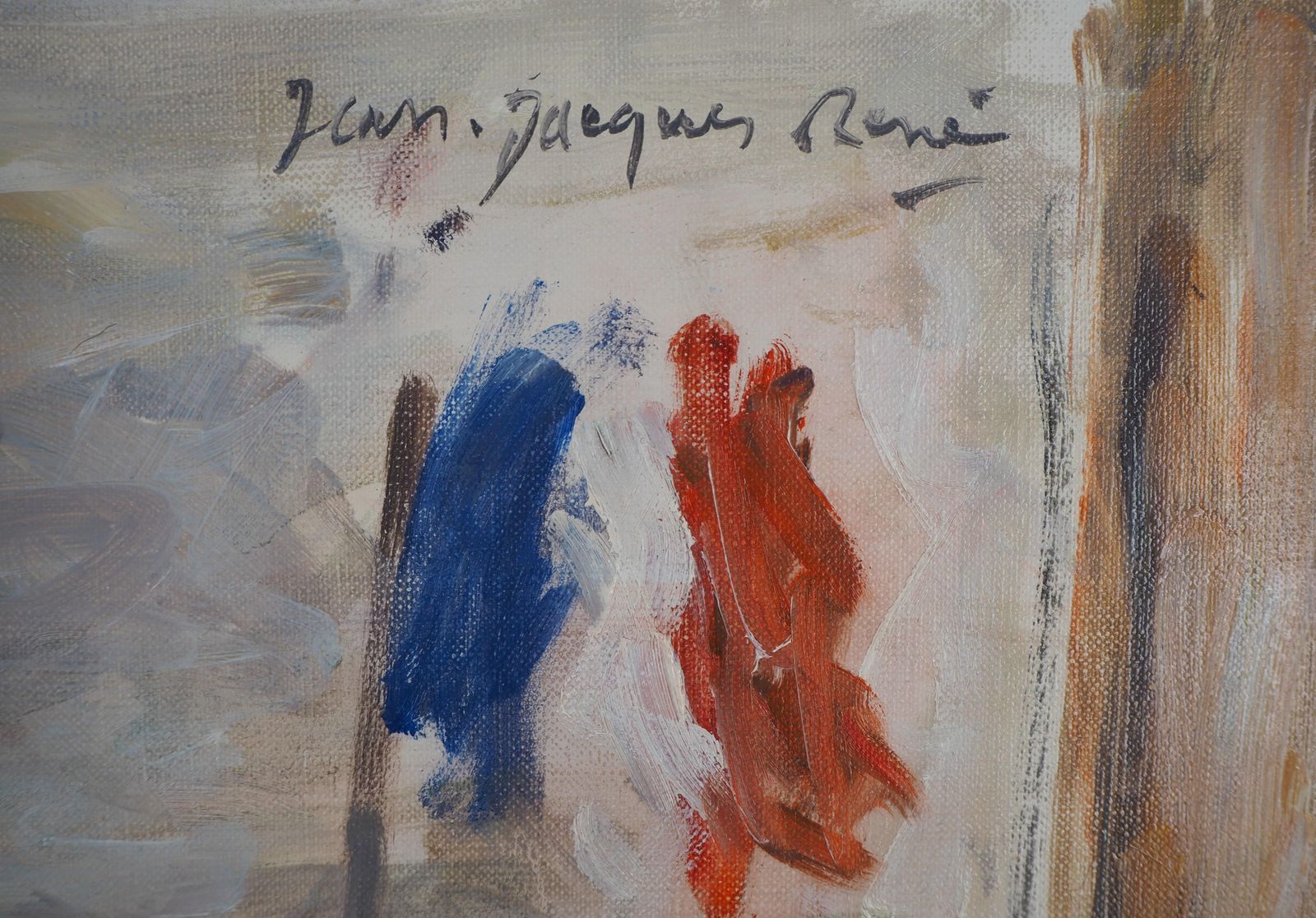 Jean Jacques Renein Front Of Seine River   Oil On Canvas, Hansigned photo for sale