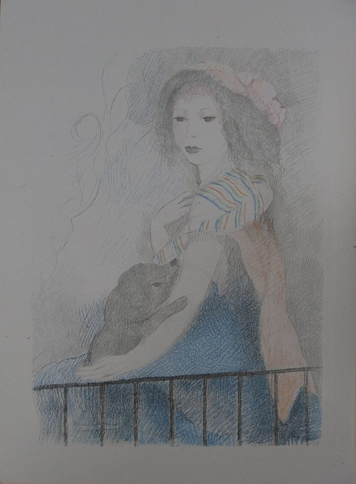 Marie Laurencinselfportrait With A Baby Dog   Signed Stone Lithograph   19281928