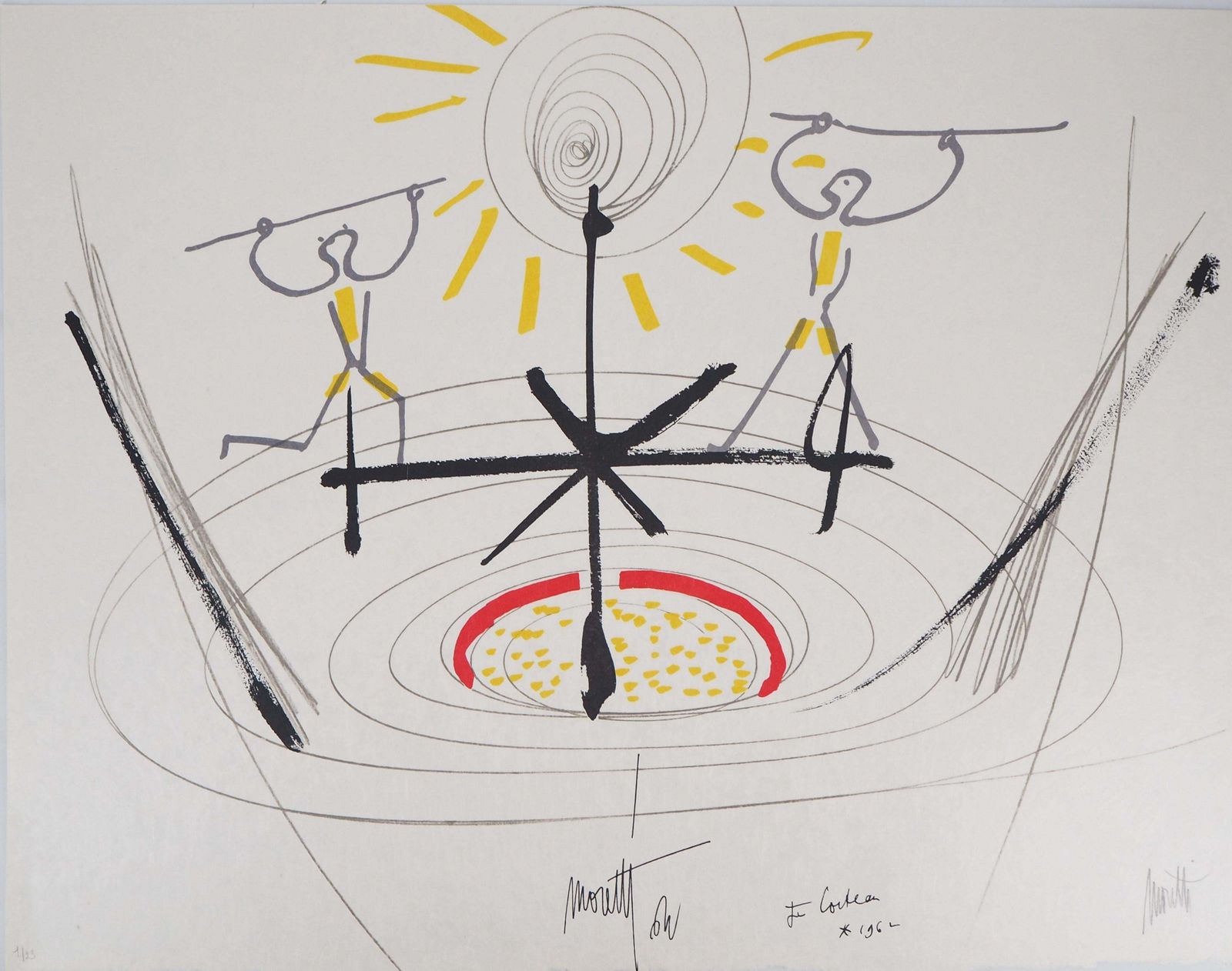 Jean Cocteaujean Cocteau And Raymond Moretti : Dancers, Original Hansigned Lithograph1973