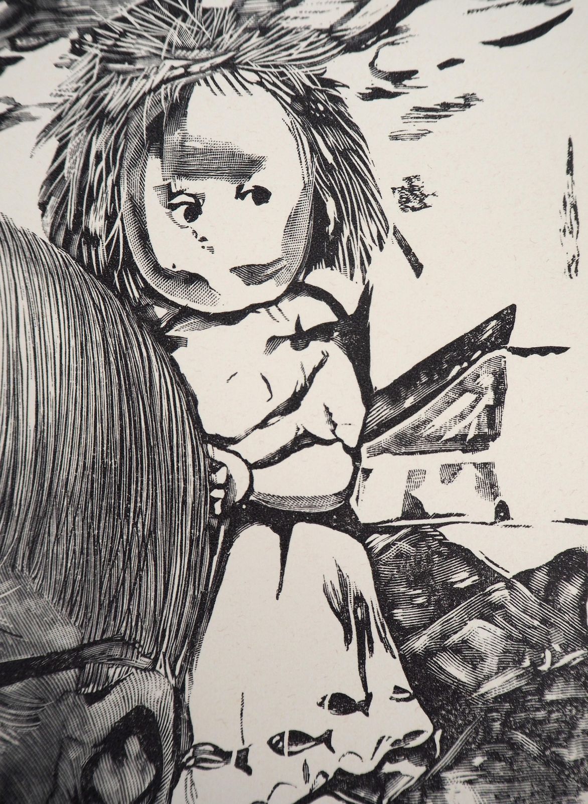 Leonard Tsuguharu Foujitaself Portrait With Children   Original Woodcut (Buisson #60.109)1960 photo 637.0
