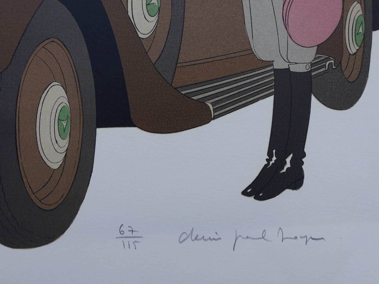 Denis Paul Noyerhotel: Mercedes Cabriolet T290 & Palais Mediterranee   Signed Lithograph   115ex1980 photo furniture