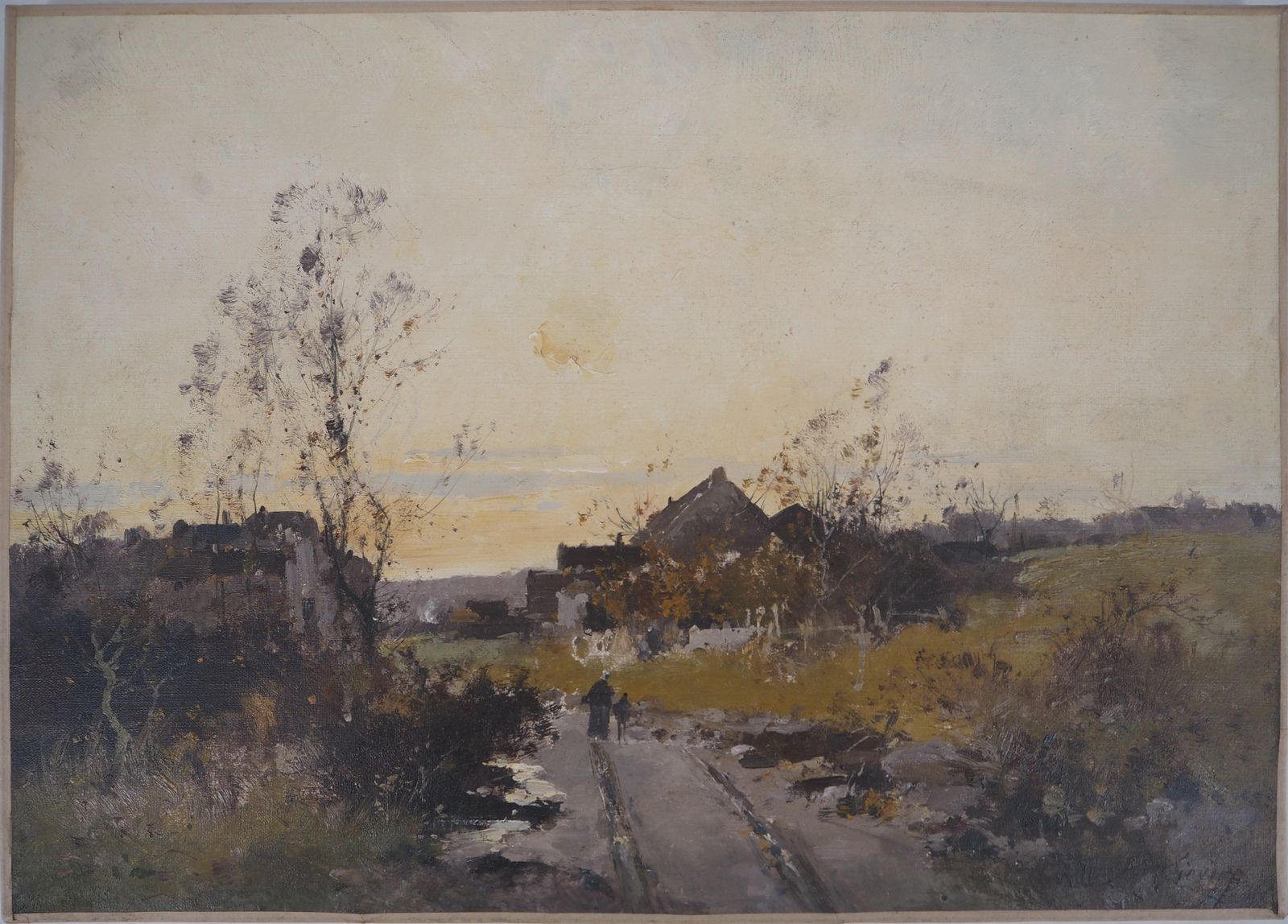 Eugene Galien Lalouenormandy, Arriving Near The Old Farm   Original Painting On Canvas   Signed