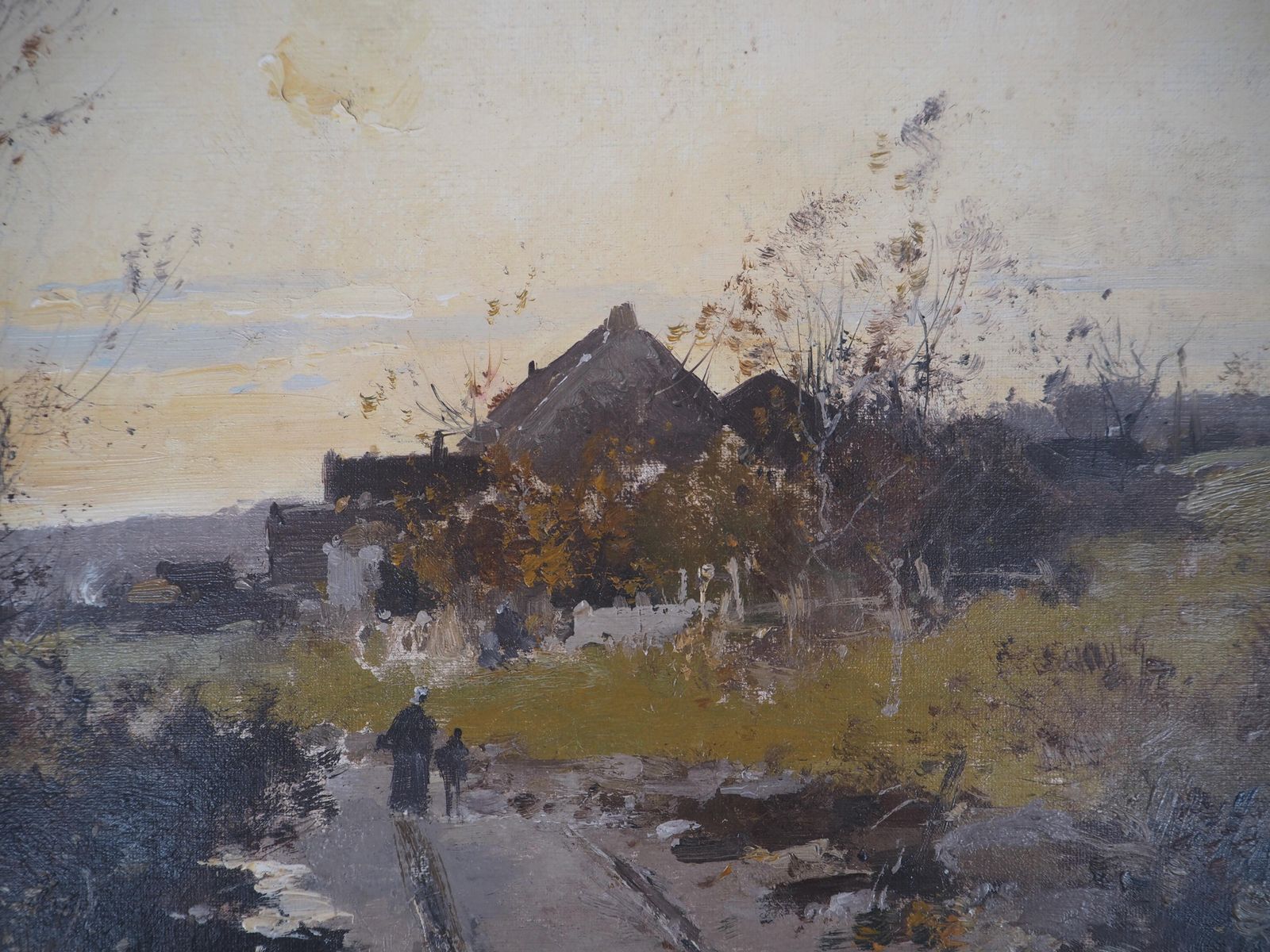 Eugene Galien Lalouenormandy, Arriving Near The Old Farm   Original Painting On Canvas   Signed photo Art