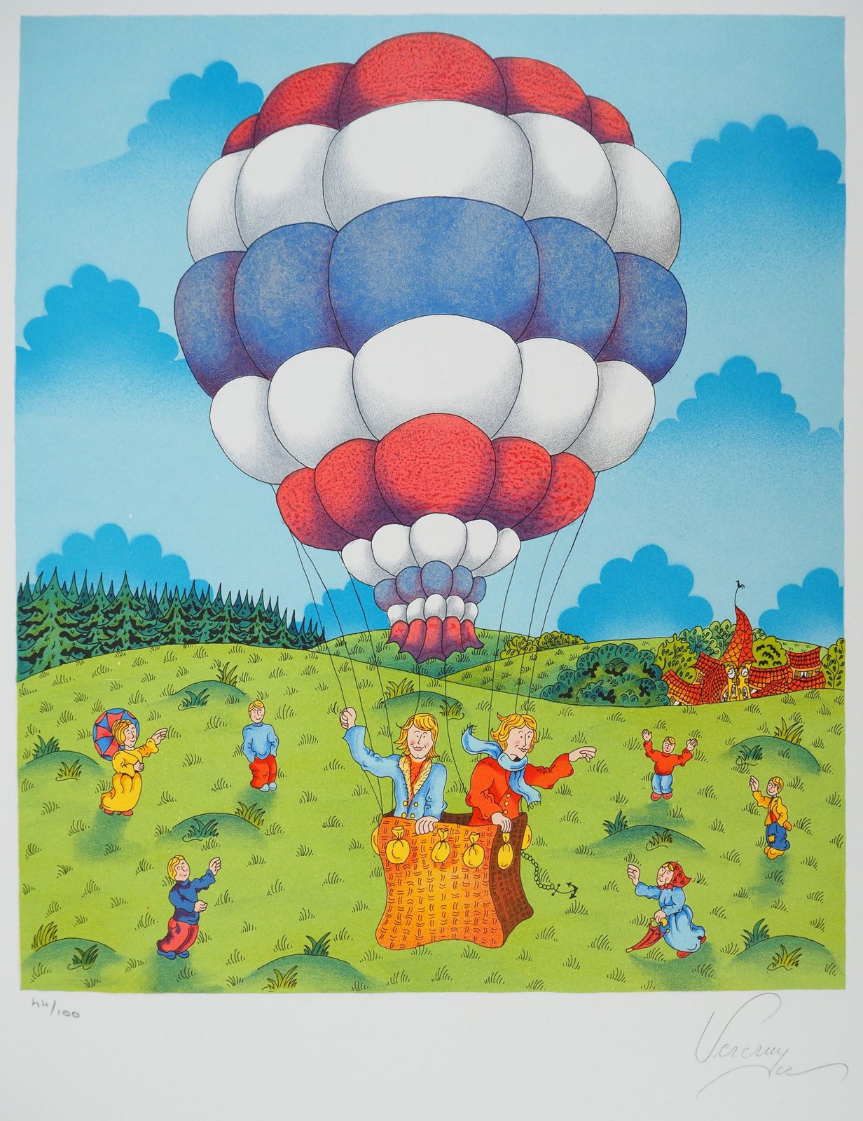 Bernard Vercruycenaive Art : The Balloon   Original Lithograph, Signed And Numbered / 100 photo for sale