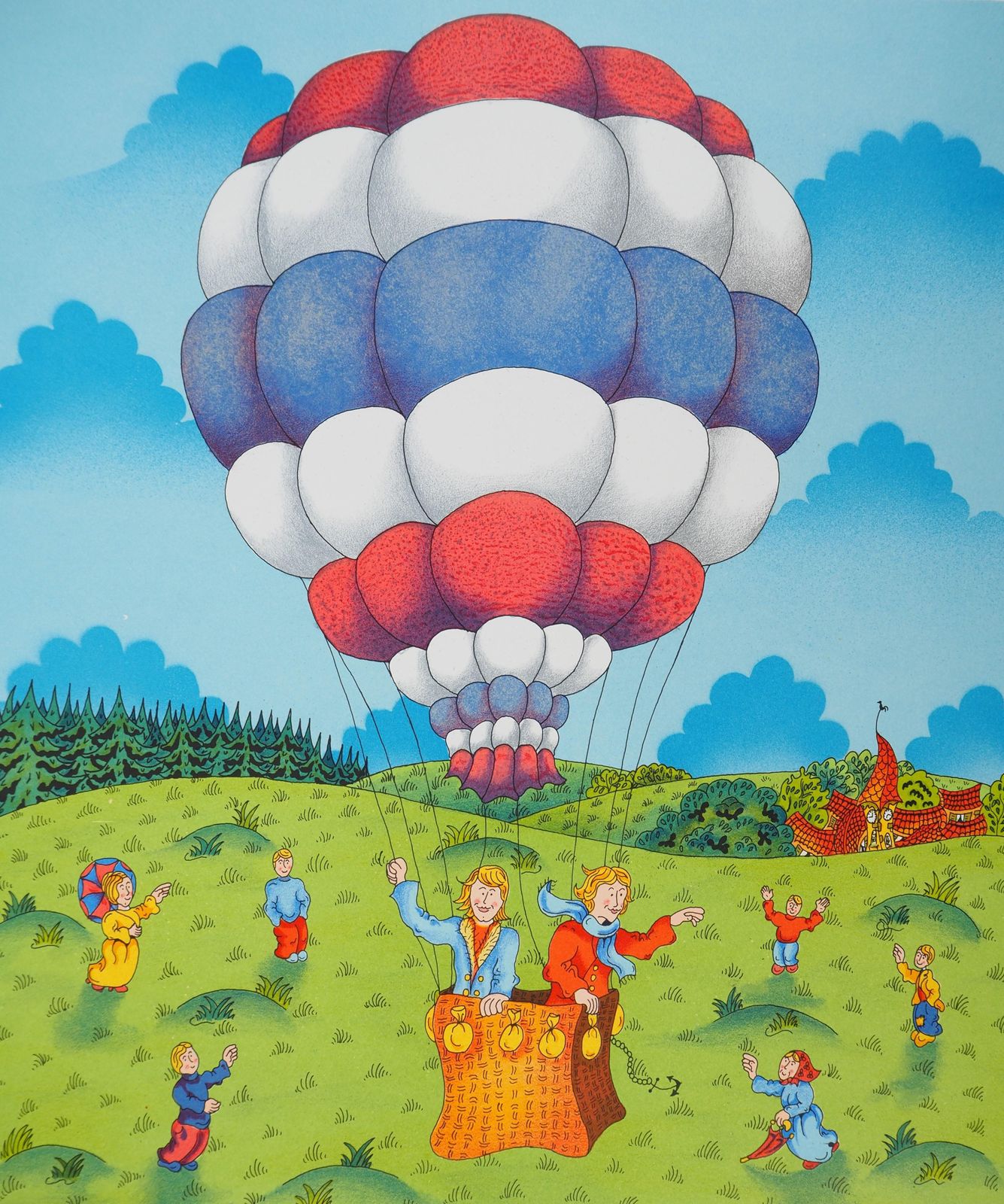 Bernard Vercruycenaive Art : The Balloon   Original Lithograph, Signed And Numbered / 100 photo Art