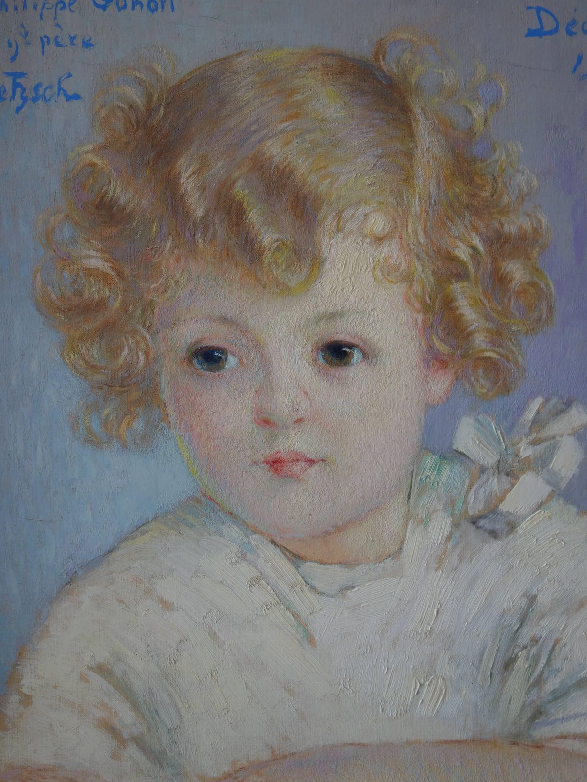 Gustave Poetzschblond Hair Boy   Original Signed Oil On Canvas   19341934 photo for sale