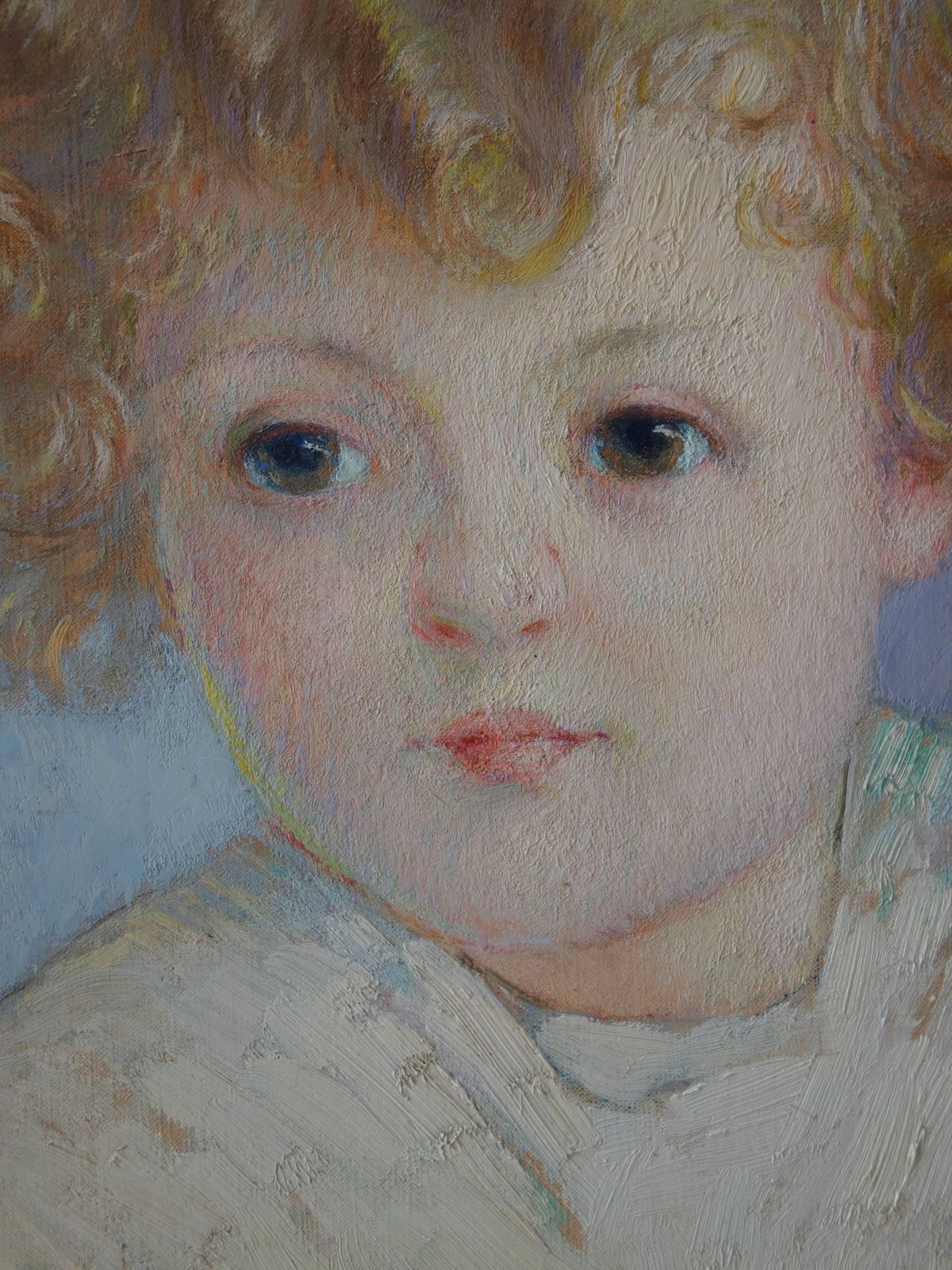 Gustave Poetzschblond Hair Boy   Original Signed Oil On Canvas   19341934 photo 1700.0