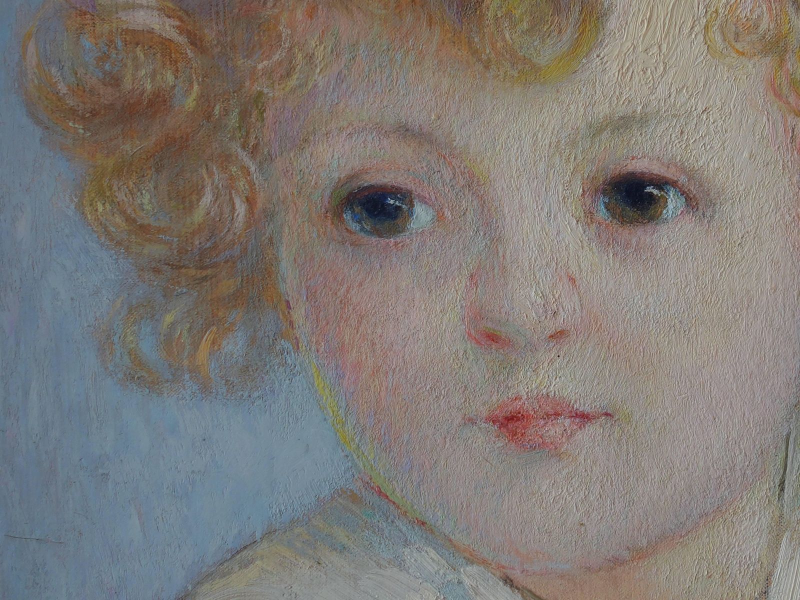 Gustave Poetzschblond Hair Boy   Original Signed Oil On Canvas   19341934 photo buy