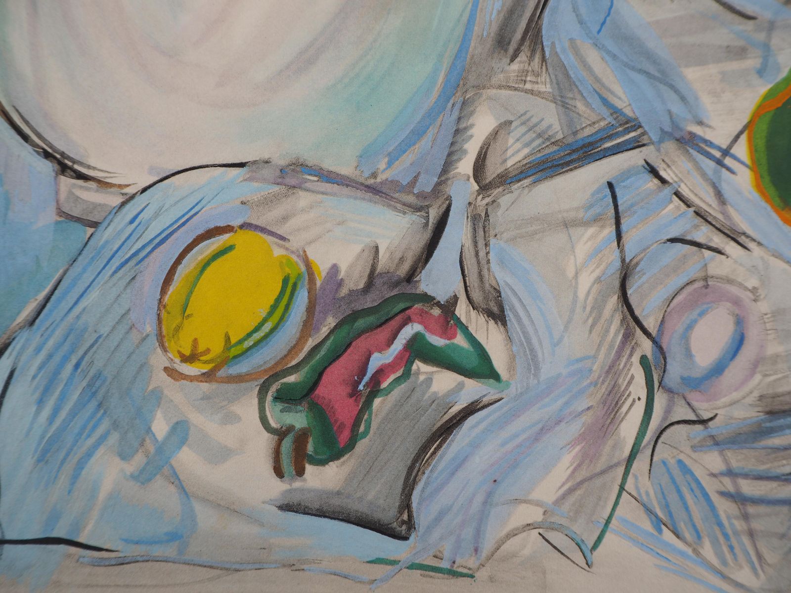 Raoul Dufystill Life With White Pot And Pears   Original Lithograph1953 photo vinterior