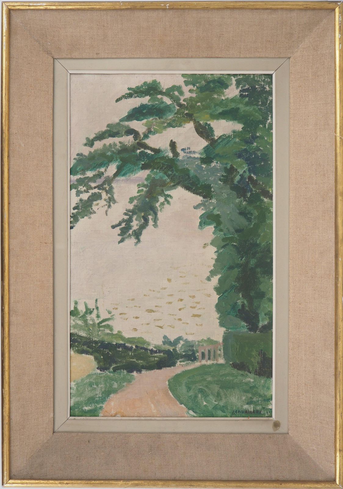 Jules Cavaillesnormandy, Countryside Road   Original Oil On Canvas, Signed