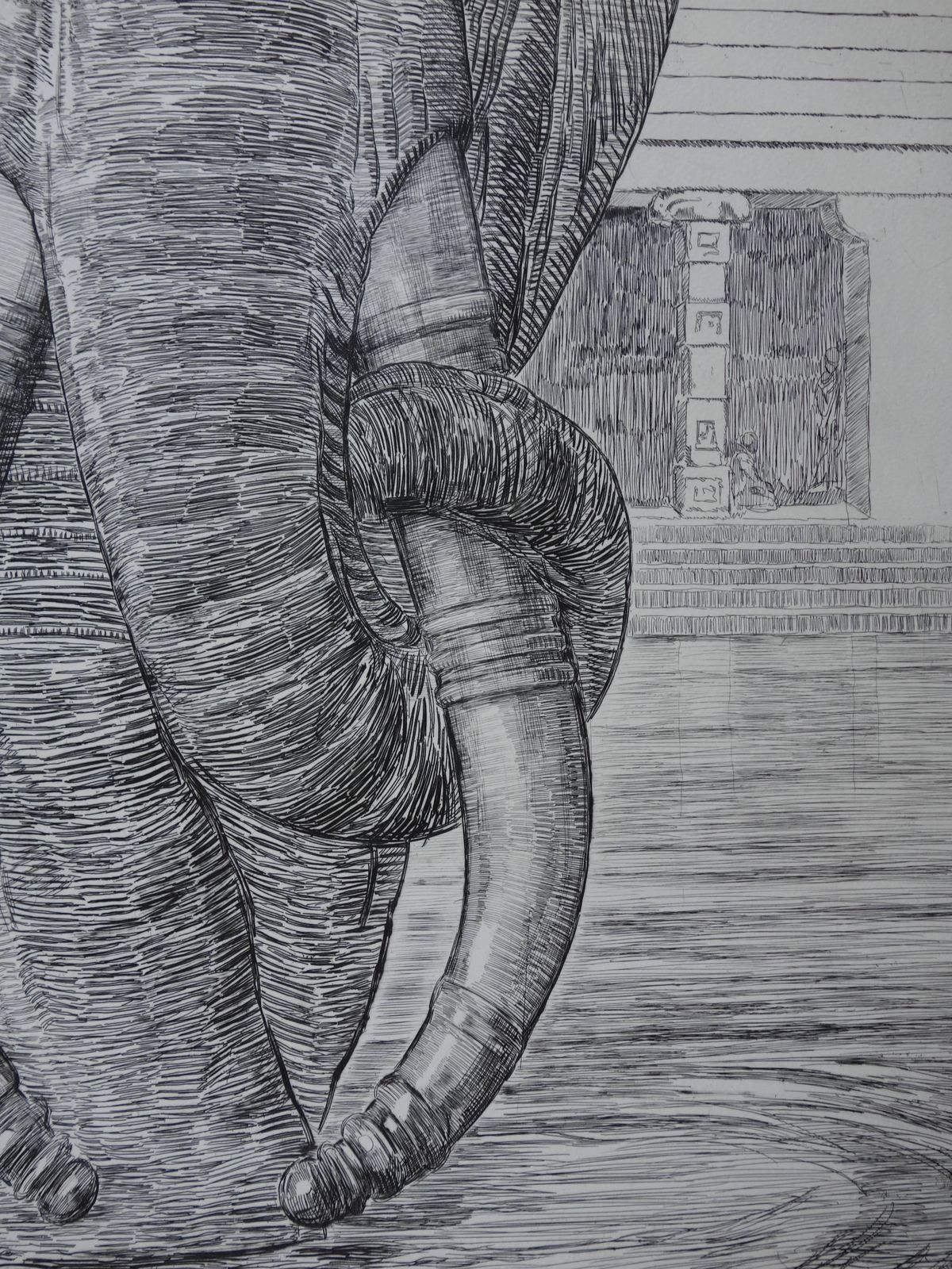 Paul Jouveelephant Of Siva Temple   Original Etching photo Art