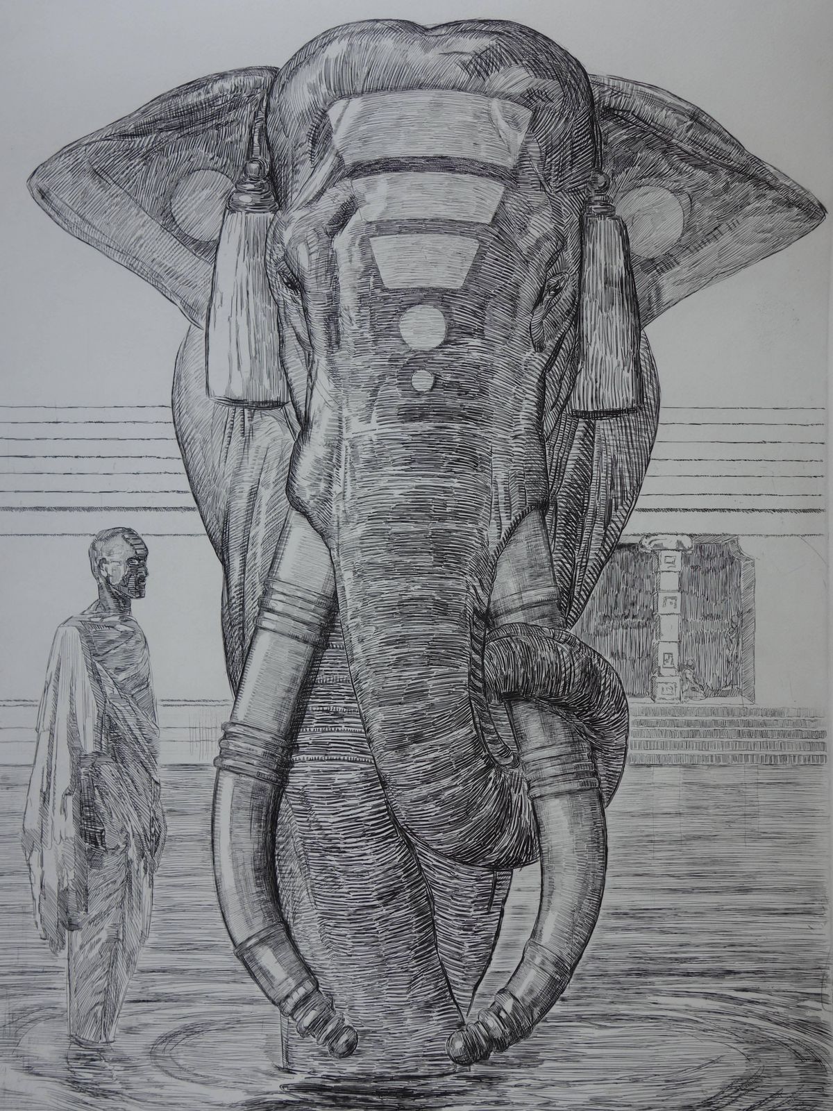 Paul Jouveelephant Of Siva Temple   Original Etching photo 680.0