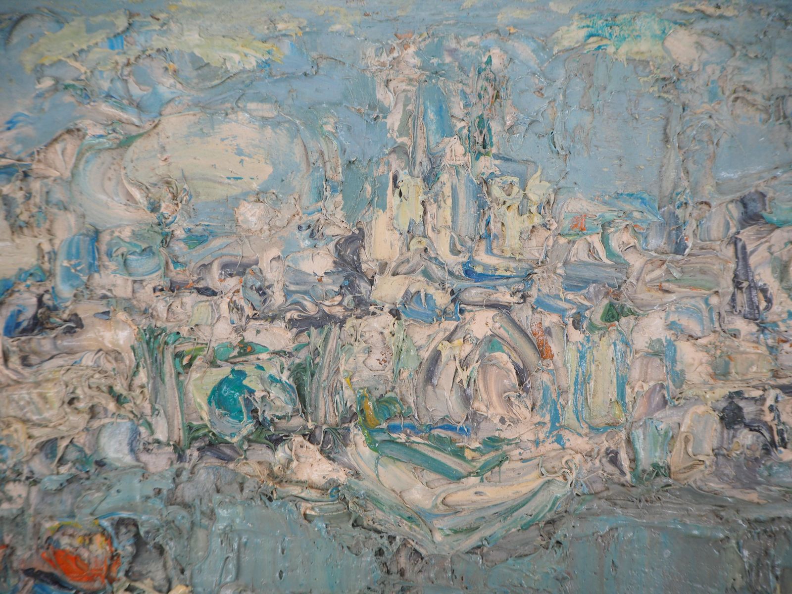 André Cottavozparis : Seine River And Notre Dame Church   Original Oil Painting, Signed1971 photo Art