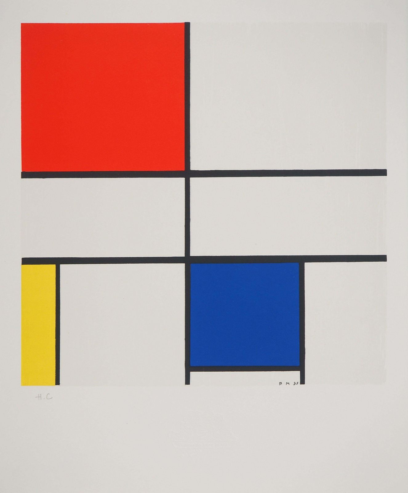 Composition C N°III In Red, Blue And Yellow   Lithograph