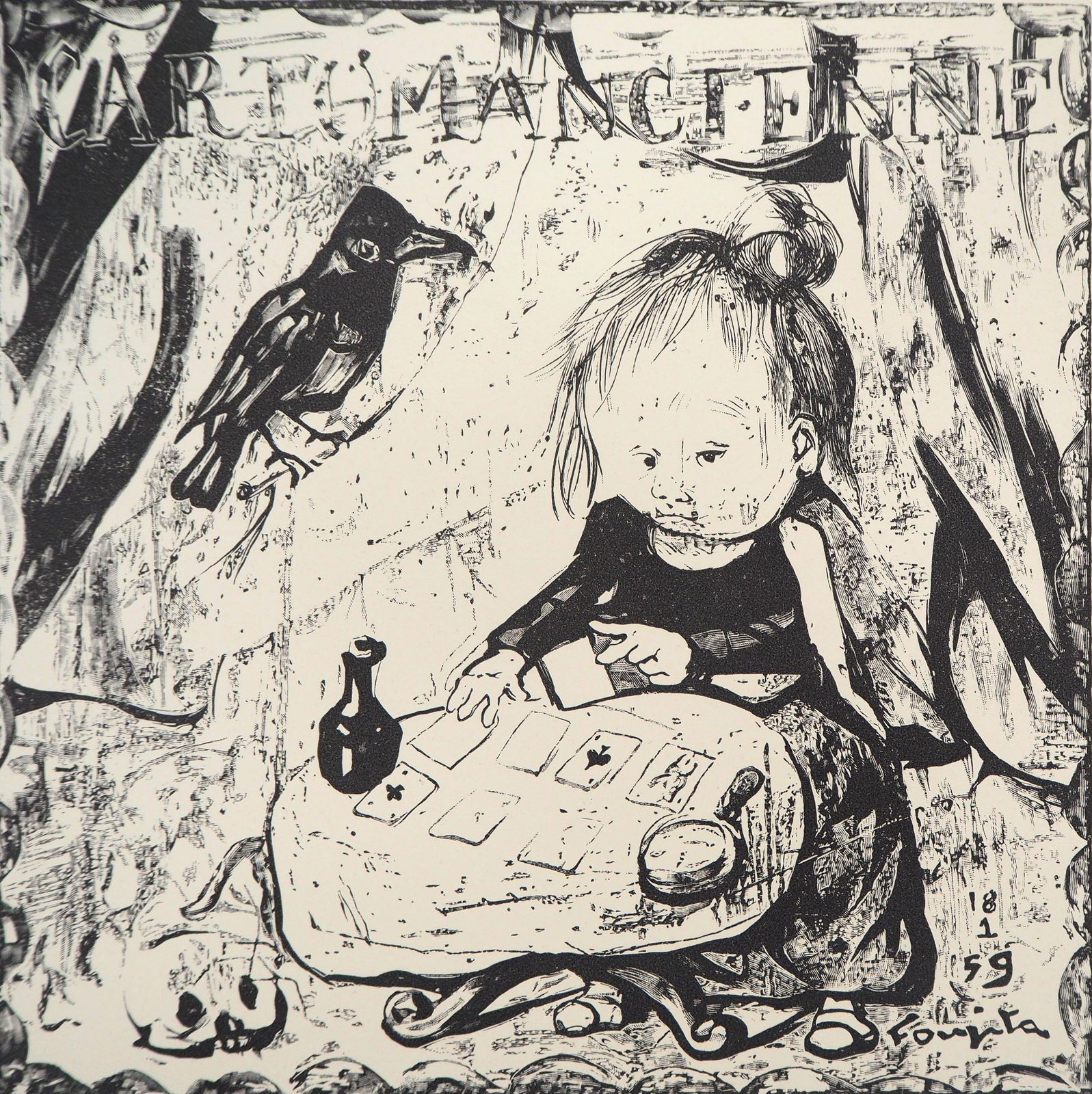 Léonard Tsuguharu Foujitathe Fortune Teller   Original Woodcut (Buisson #60.109)1960