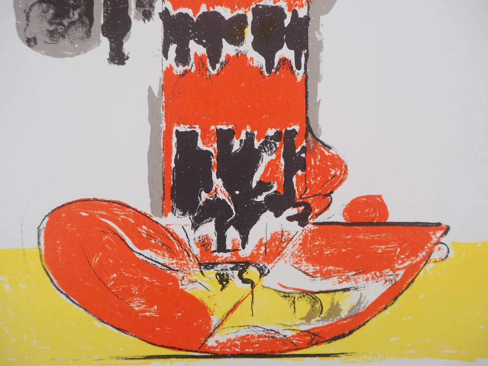 Graham Sutherlandcomposition With Yellow And Red   Original Lithograph   Mourlot, 19721972 photo Art