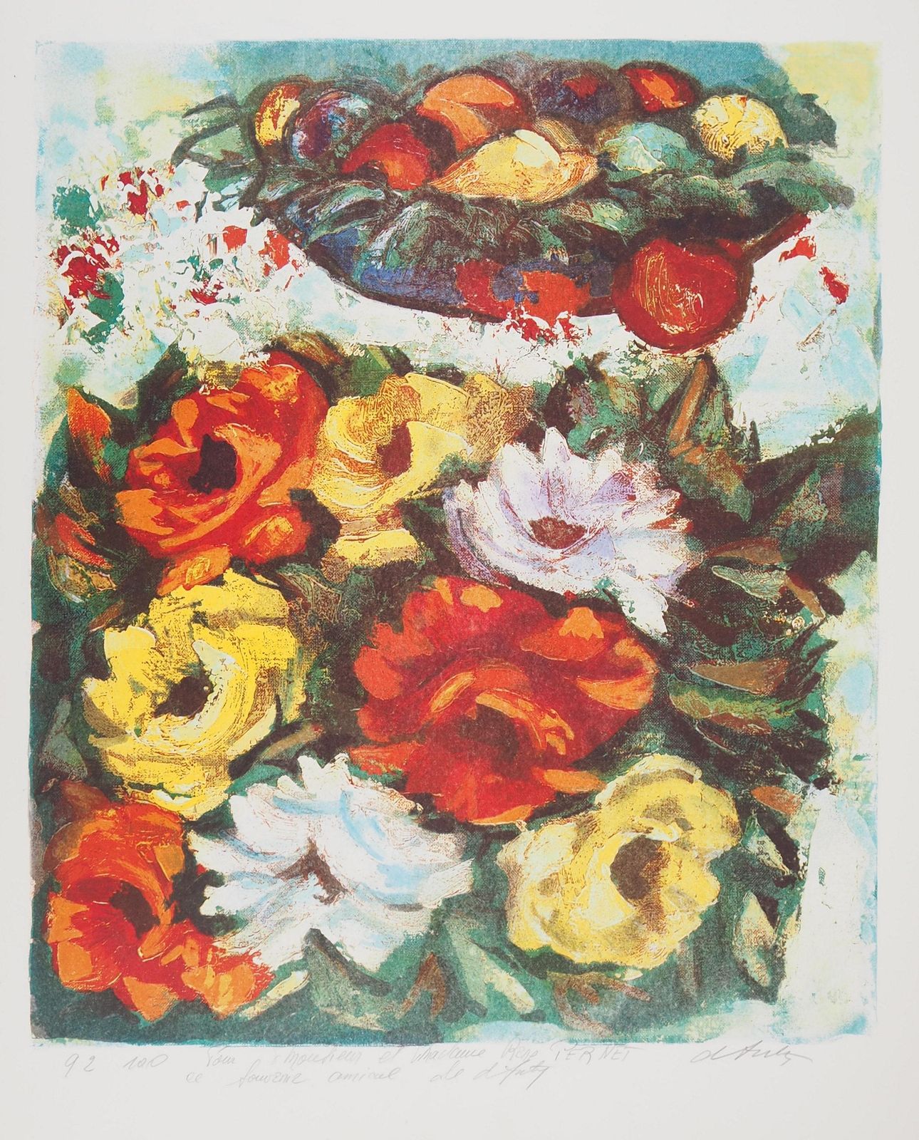 Henry Maurice D'antyflower Bouquet   Original Signed Lithograph photo furniture