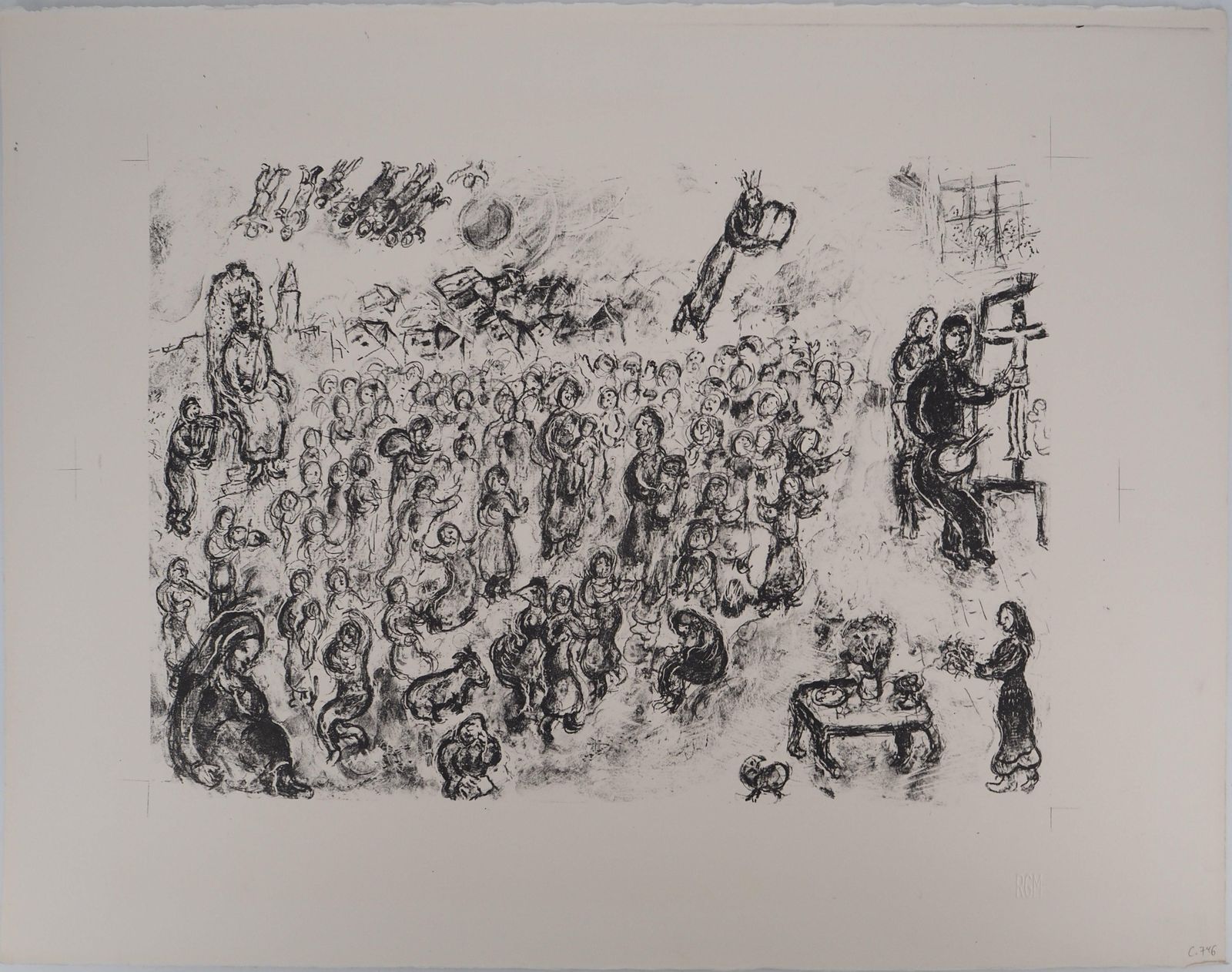 Marc Chagalla Bible Overview   Original Lithograph (Mourlot #746)1976 photo furniture