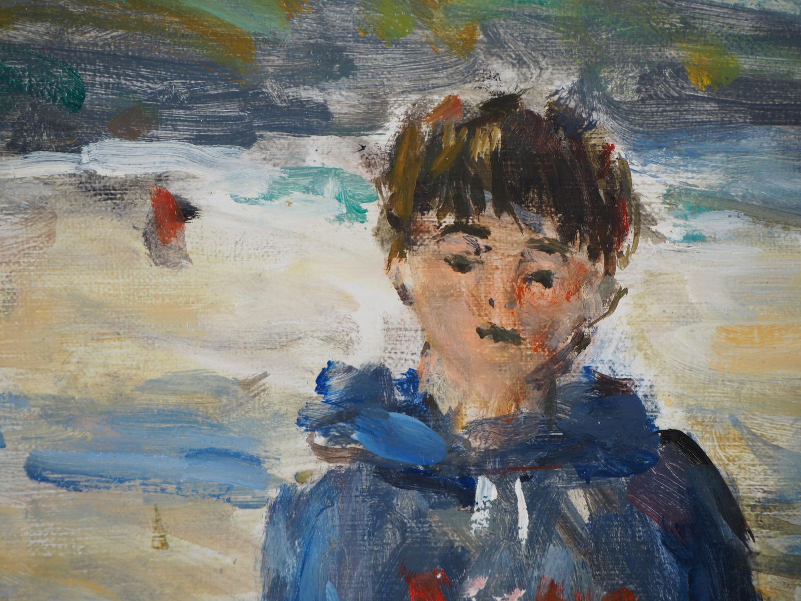 Jean Jacques Renenormandy : Boy On The Beach   Oil On Canvas Hansigned photo 1020.0