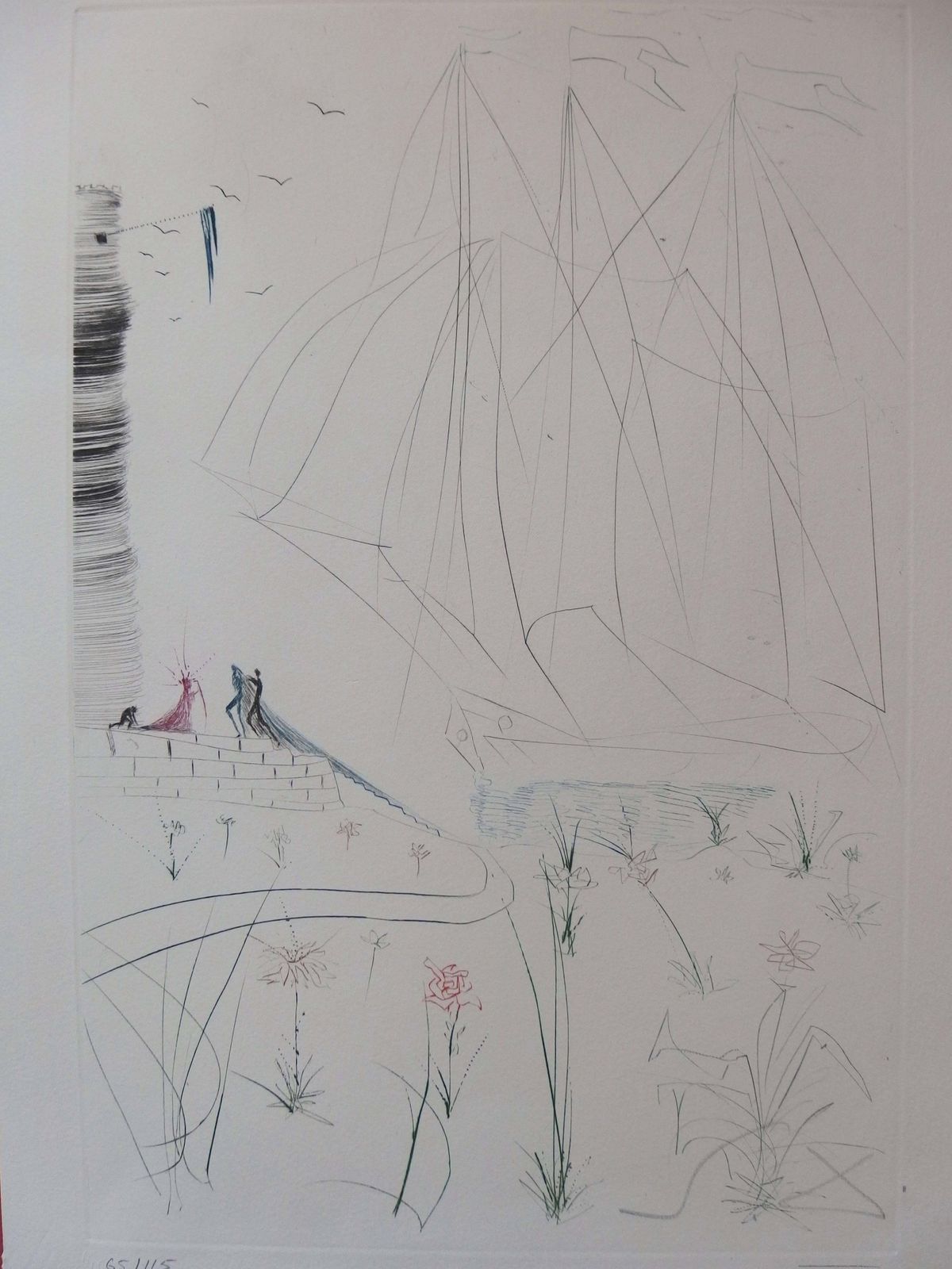 L'arrivée D'iseult ("The Arrival Of Iseult"), Original Etching, Handsigned1970 photo furniture