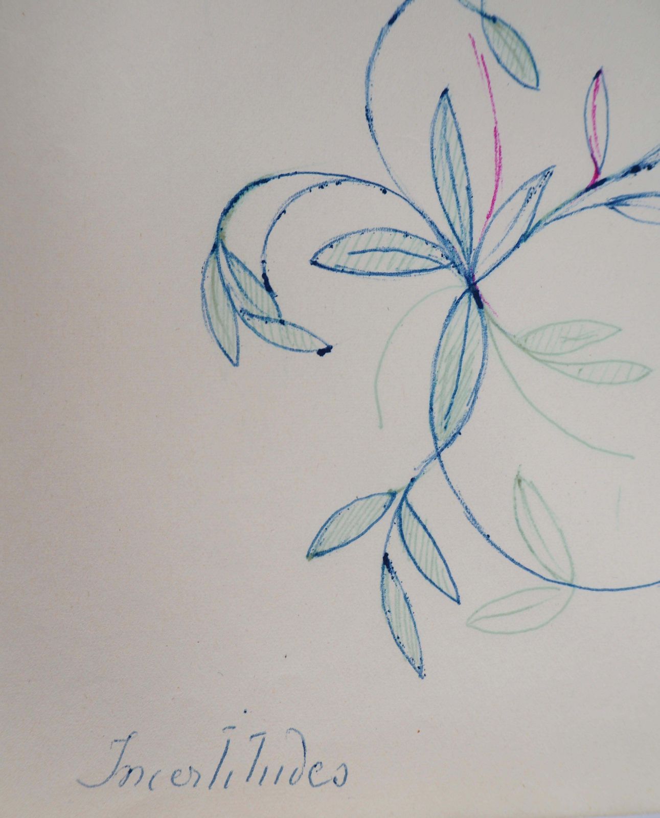 Marie Laurencin Floral Ornament   Original Ink Drawing, 19531953 photo Art