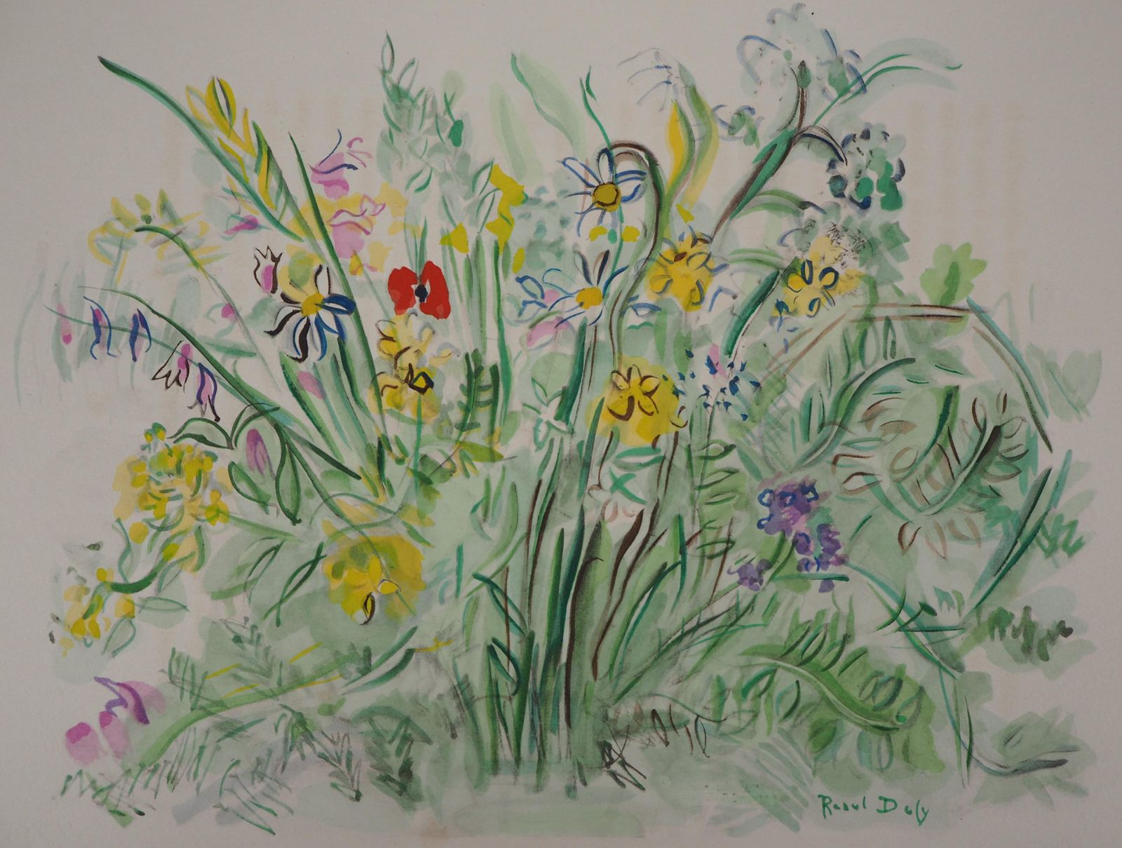 Raoul Dufysummer Garden : A Bunch Of Flowers   Original Lithograph1953 photo furniture