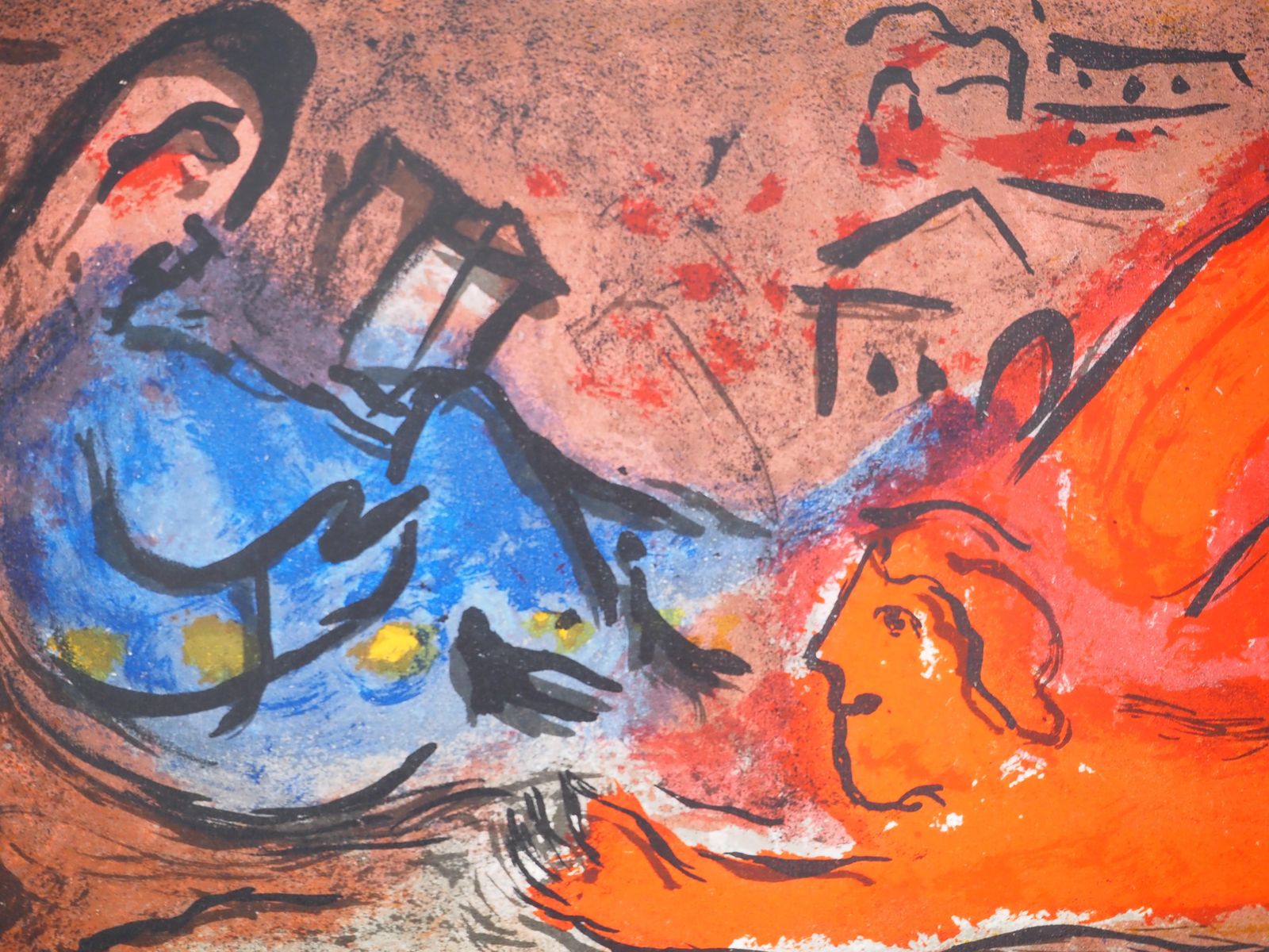 Marc Chagallthe Bible : David And Bethsabee In Love   Original Lithograph (Mourlot #135)1956 photo Art