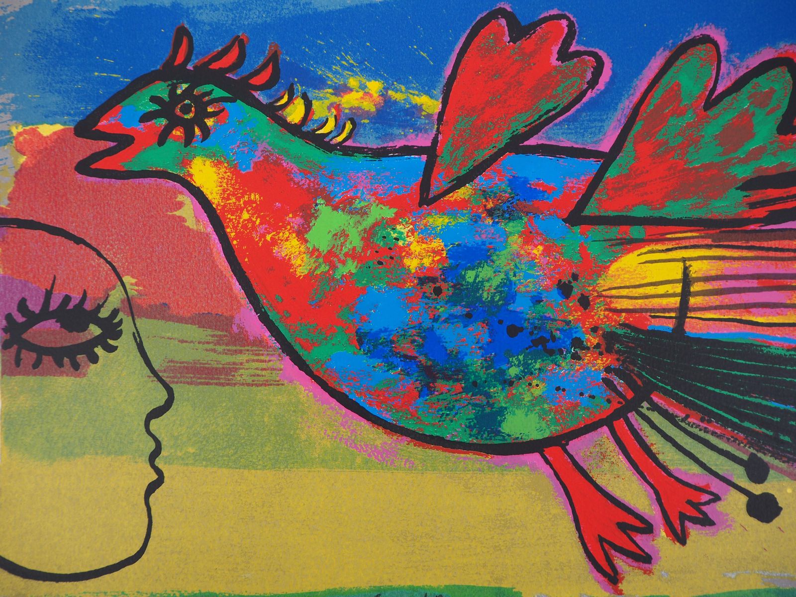 Corneilletribute To Mozart : Firebird   Original Handsigned Lithograph1991 photo Art