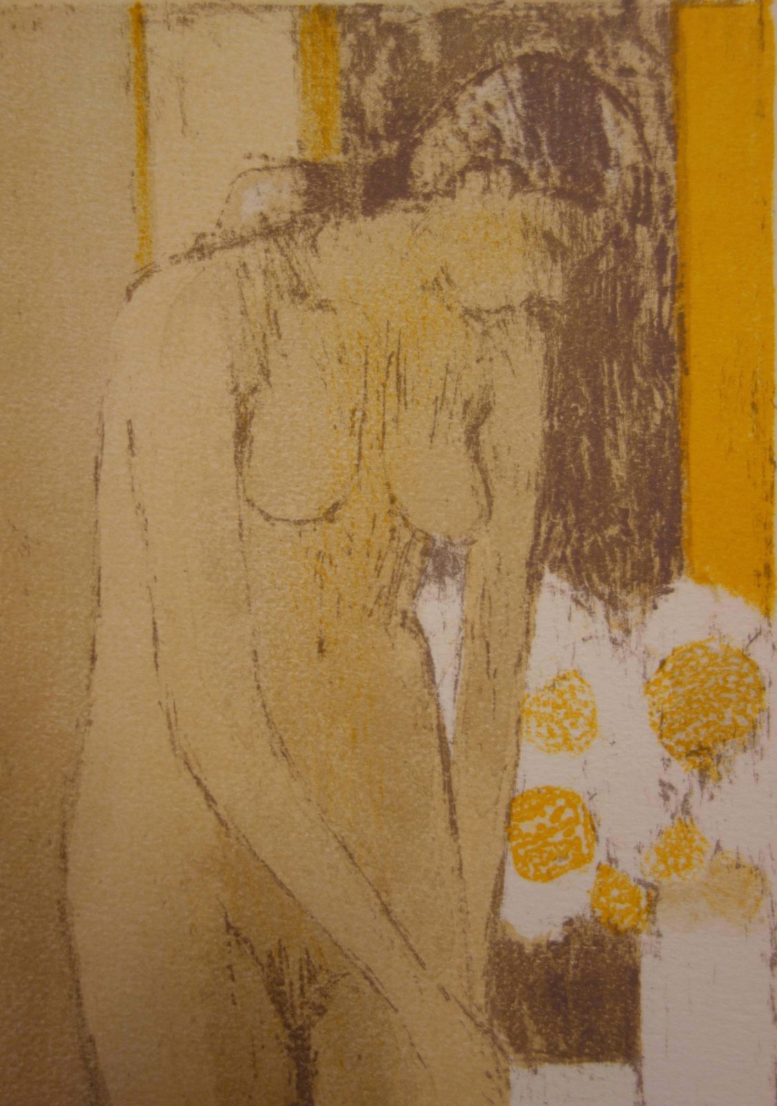 Bernard Cathelinnude With Bouquet Of Flowers   Handsigned Lithograph /75ex   Mourlot 1974 photo for sale