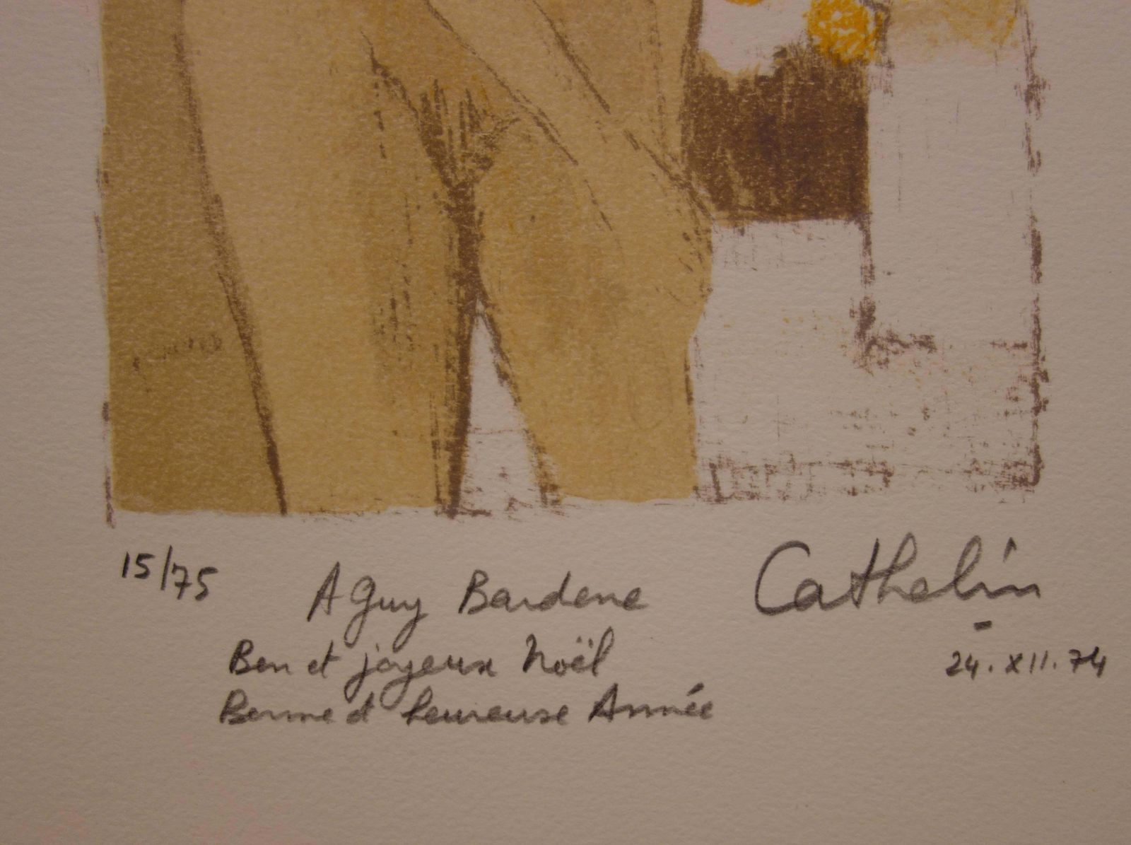 Bernard Cathelinnude With Bouquet Of Flowers   Handsigned Lithograph /75ex   Mourlot 1974 photo Art