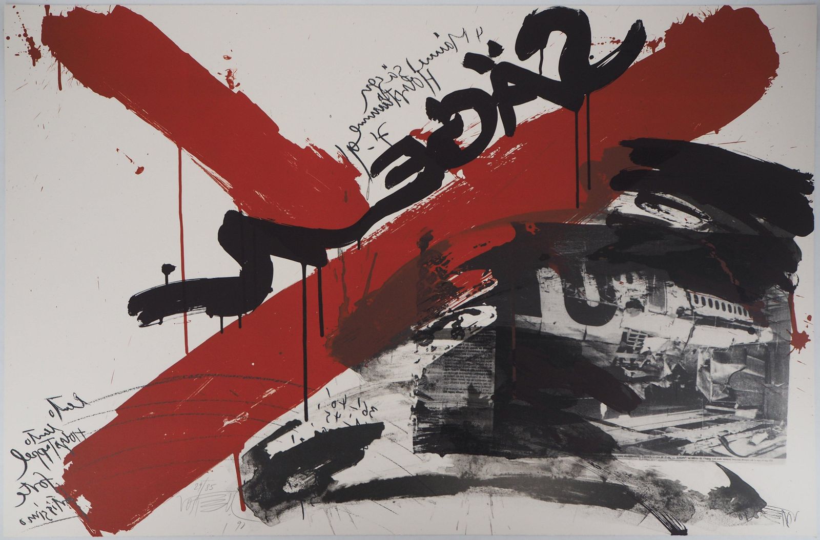 Wolf Vostellthe Scream,  The Accident   Original Handsigned Lithograph   Ltd 85 Cop (Fluxus)1990